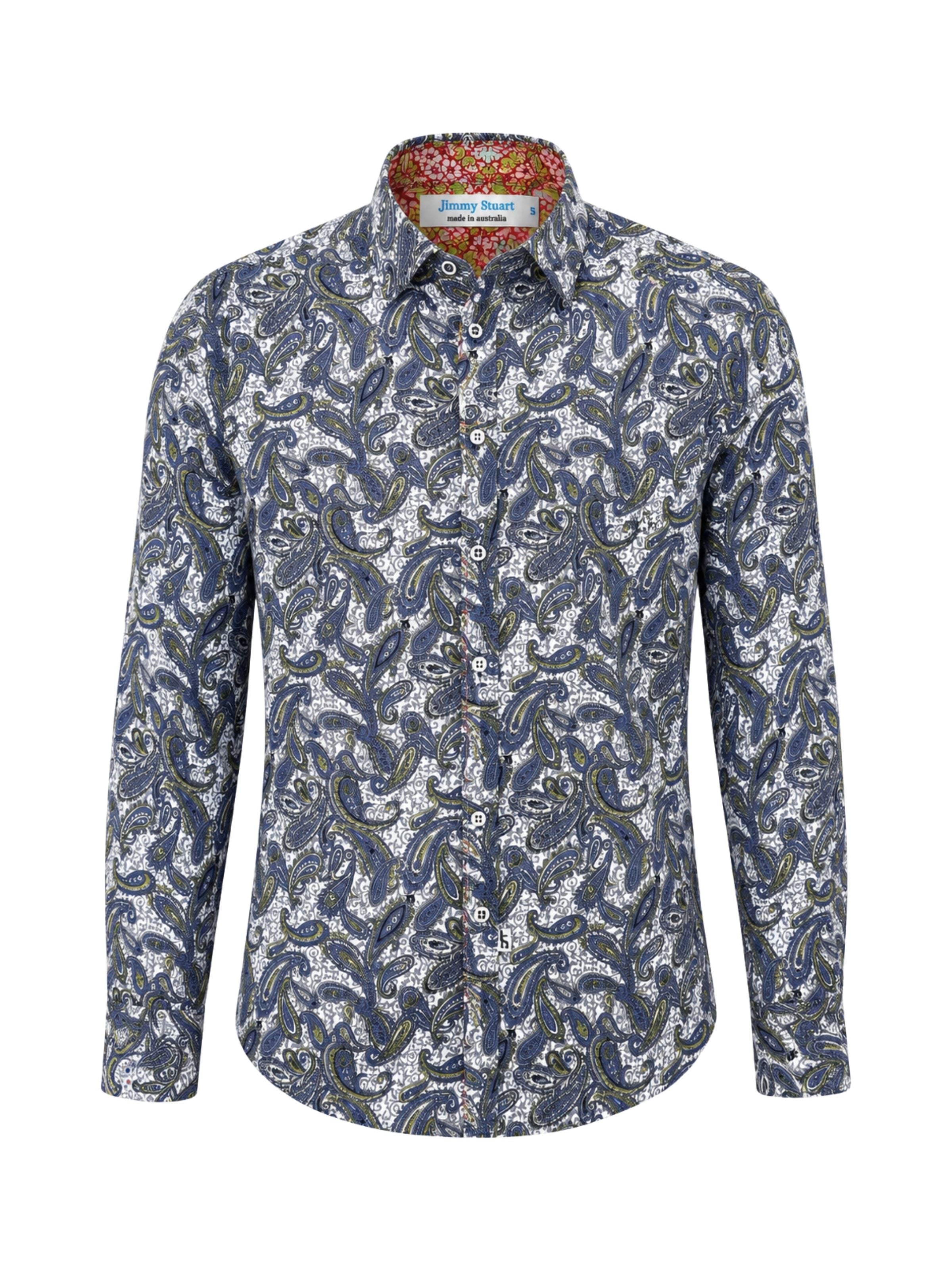 Slick Paisley Cotton L/S Shirt - Grey