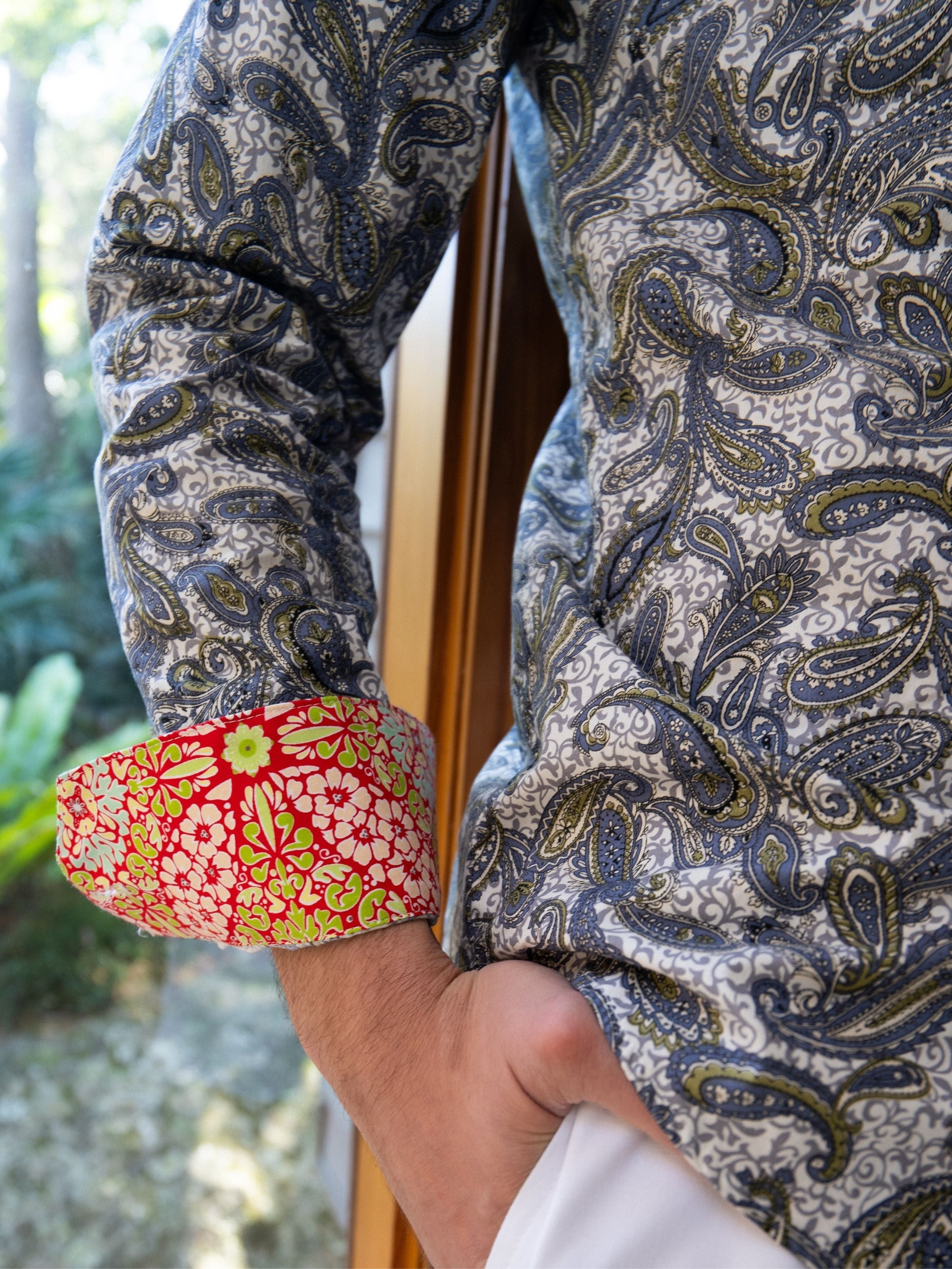 Slick Paisley Cotton L/S Shirt - Grey