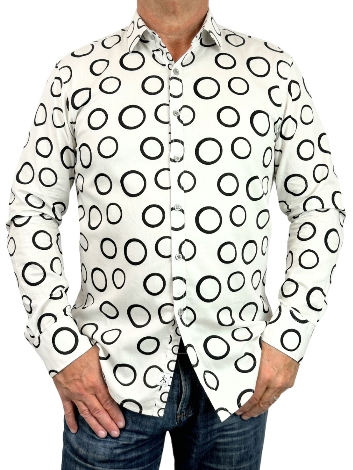 Spook Abstract Cotton L/S Big Mens Mens Shirt - White