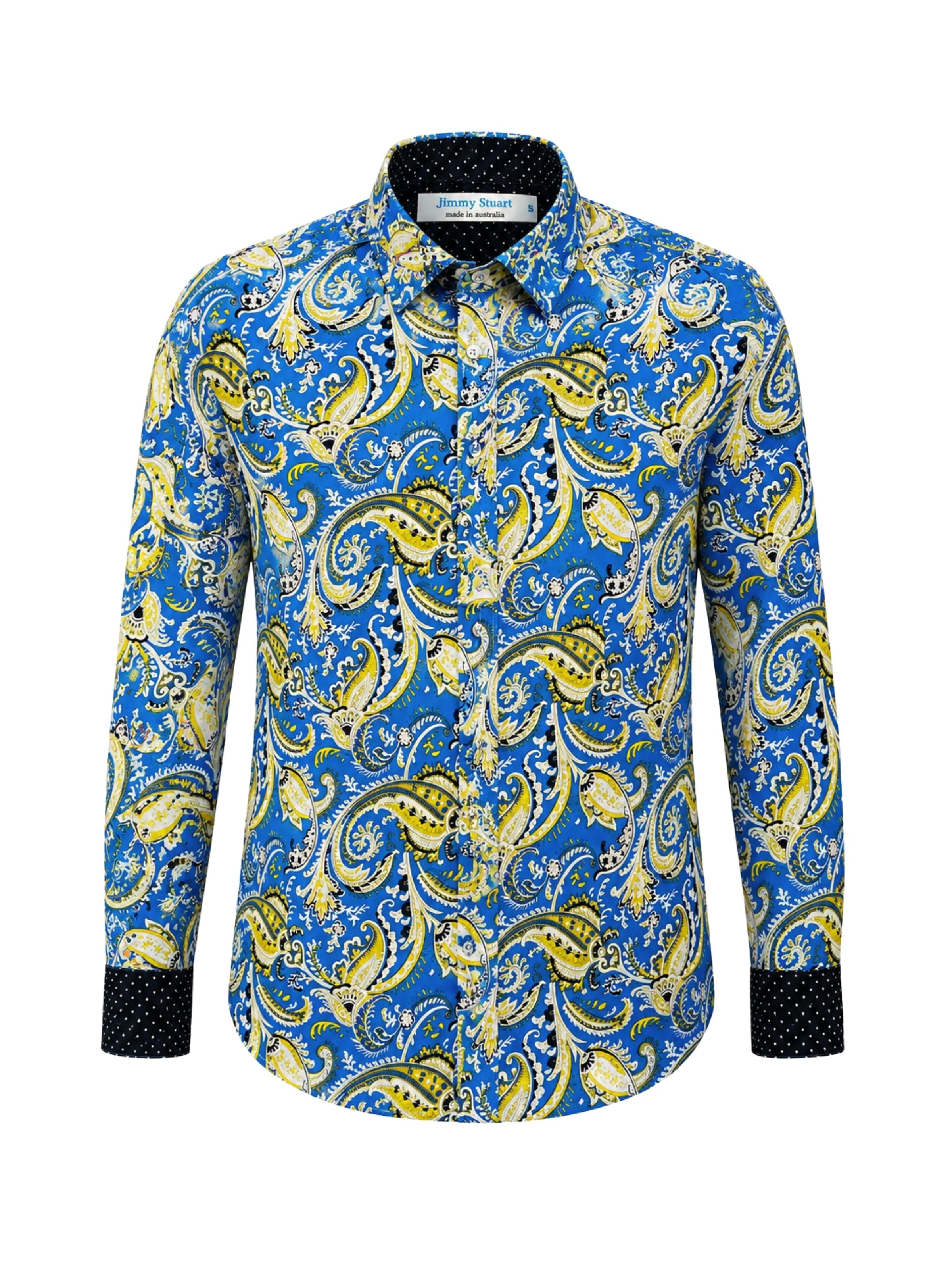 Stingray Paisley Cotton L/S Shirt - Blue/Yellow