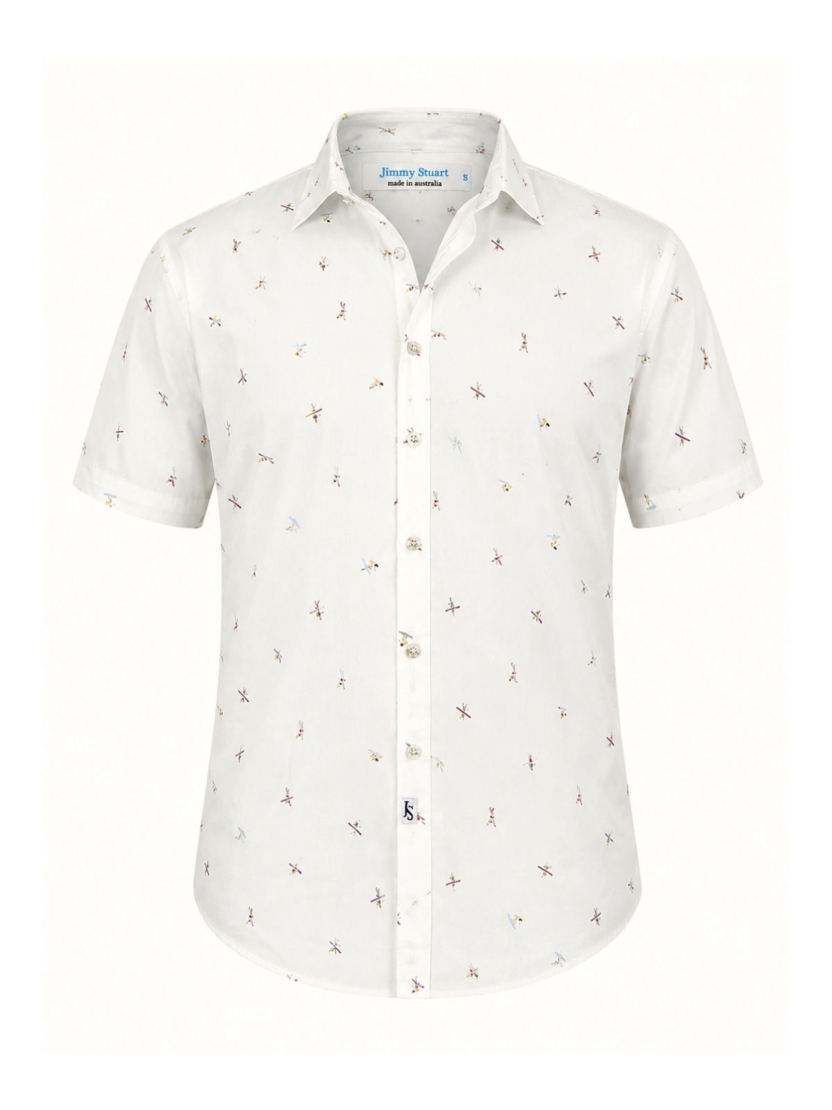 Surfers Abstract Cotton S/S Big Mens Shirt - White