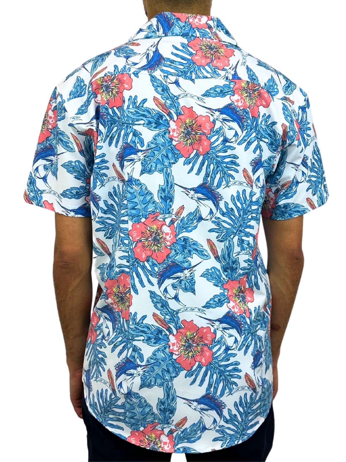 Swordfish Hawaiian Cotton/Rayon S/S Big Mens Shirt - Blue