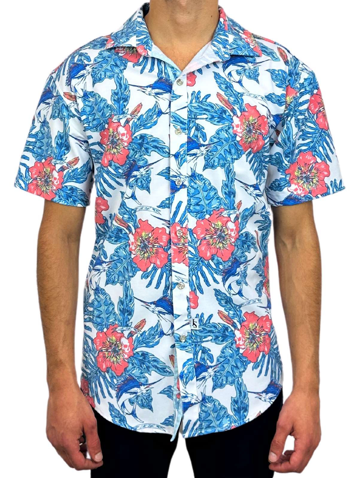 Swordfish Hawaiian Cotton/Rayon S/S Shirt - Blue