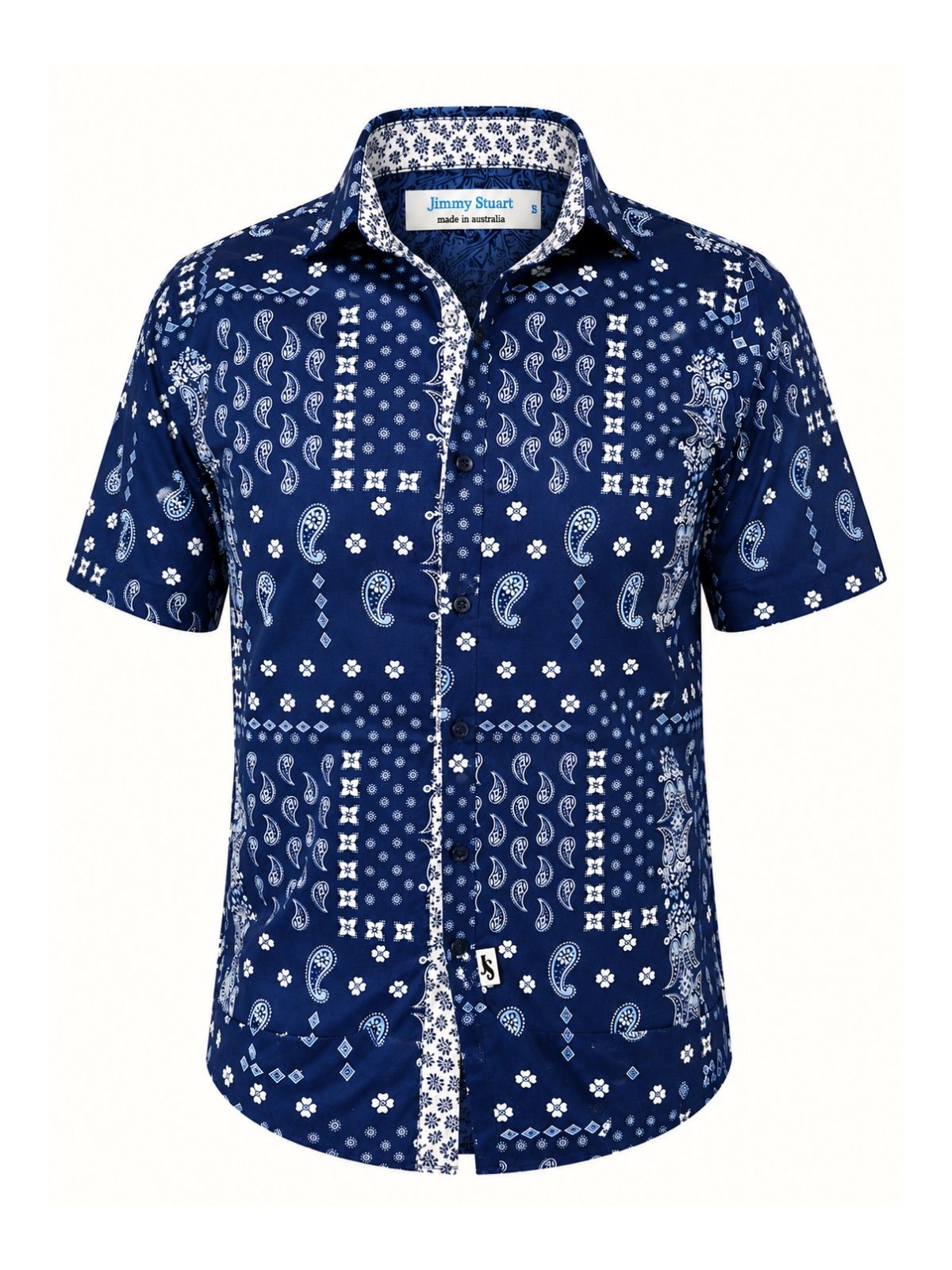 Tadpole Paisley Cotton S/S Big Mens Shirt - Navy