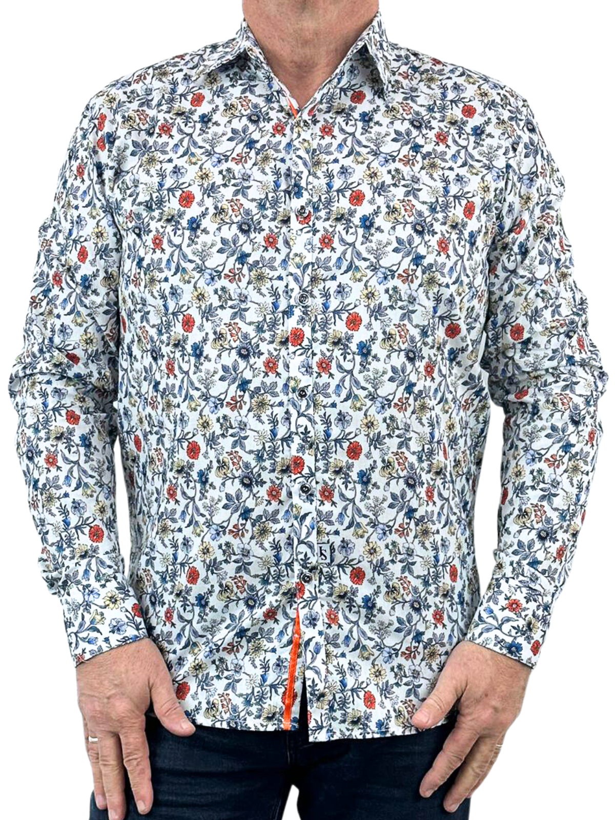 Tangle Floral Cotton L/S Big Mens Shirt – Multi