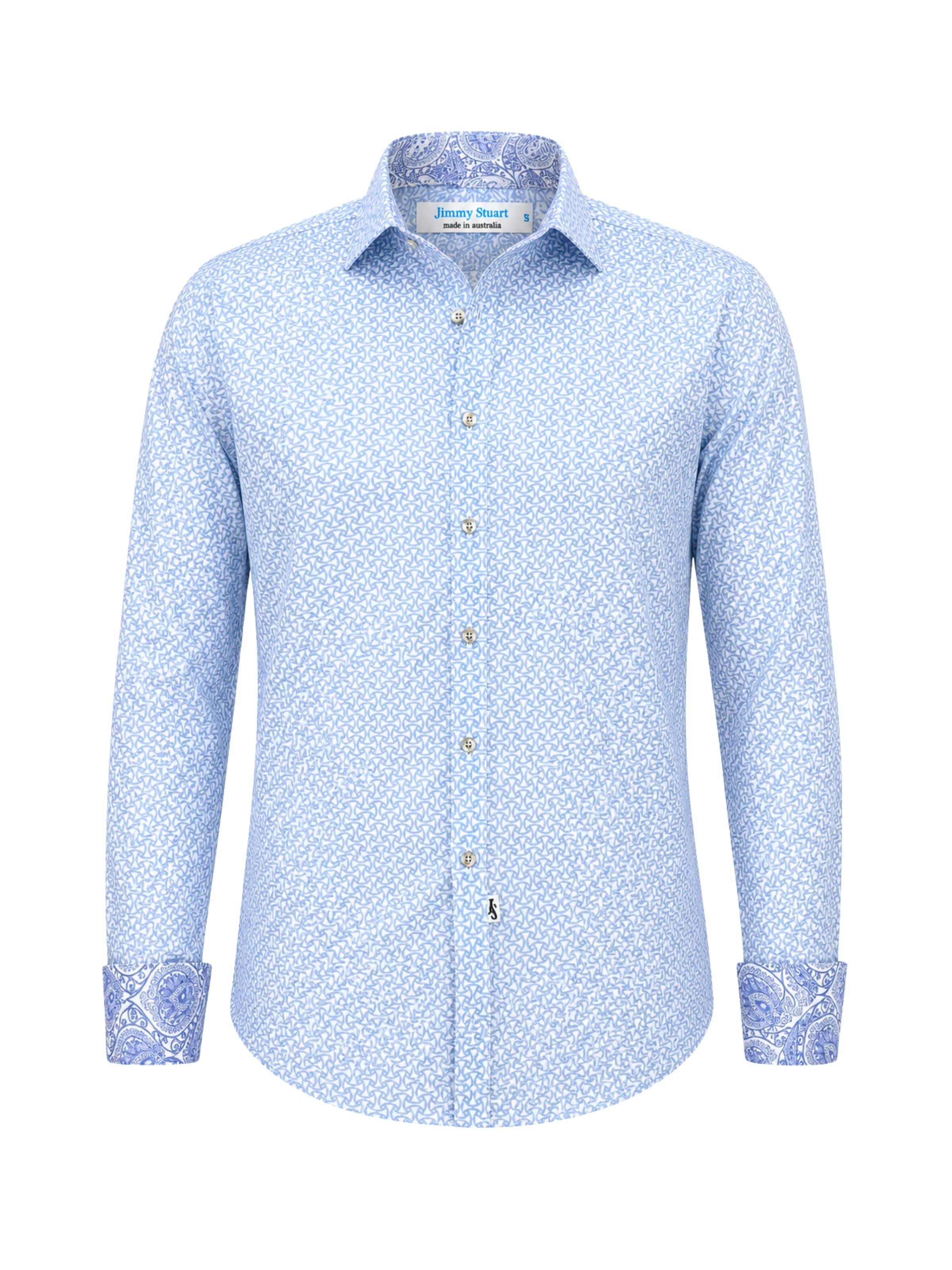 Thor Geometric Cotton L/S Big Mens Shirt - Blue