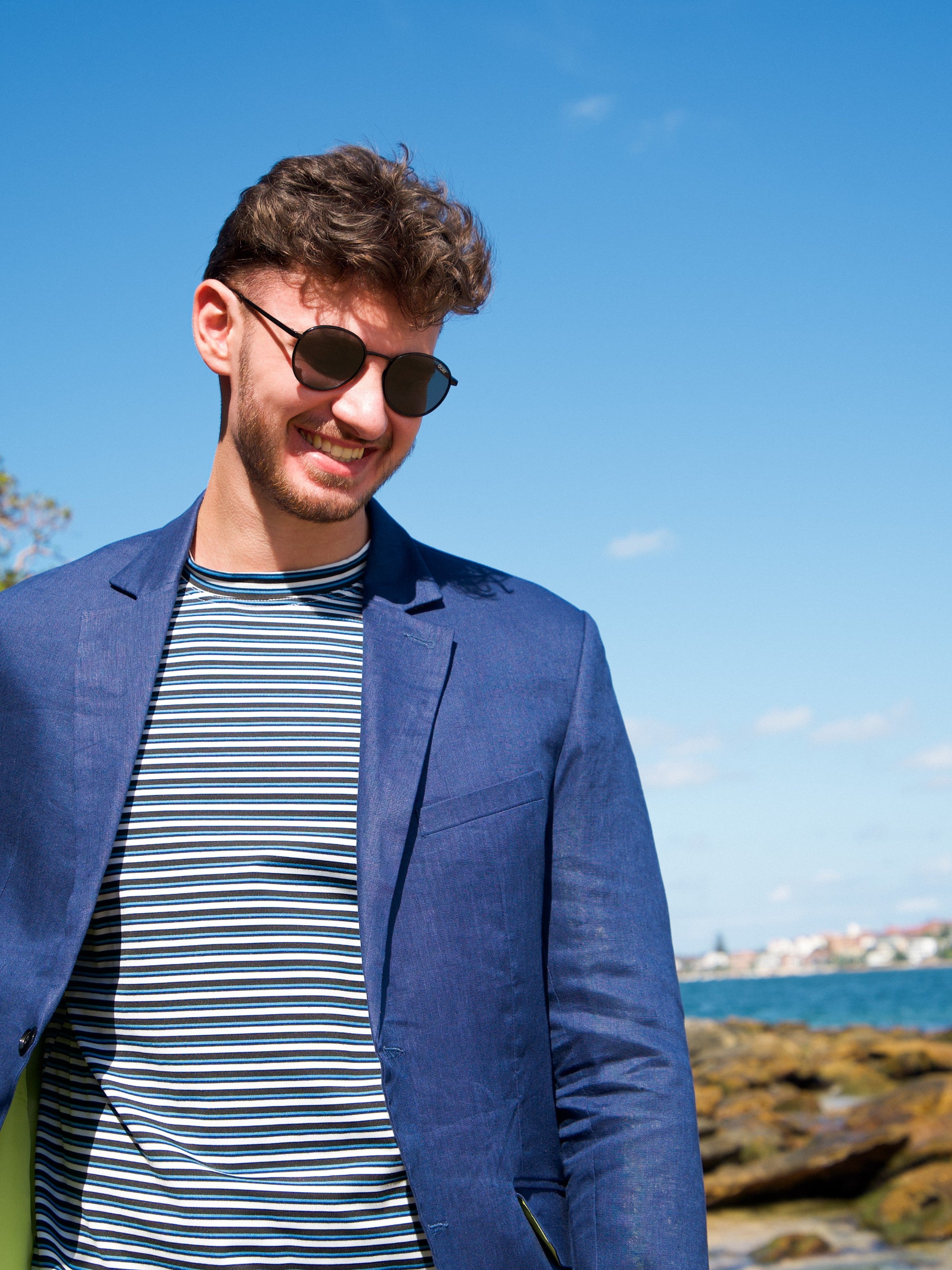 Bermuda Stripe Cotton L/S Tee - Black/Blue