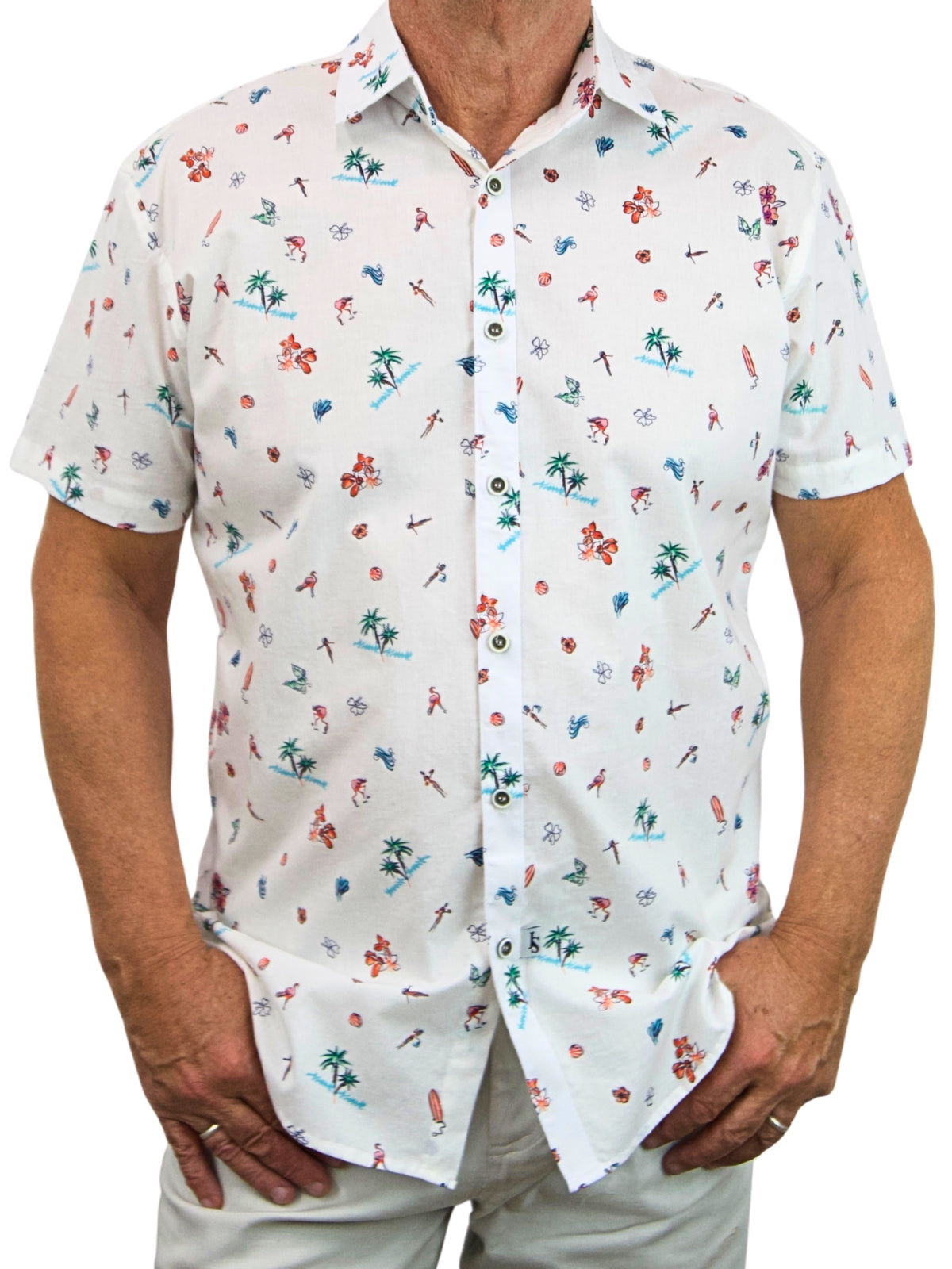 Vacation Hawaiian Cotton S/S Shirt - White