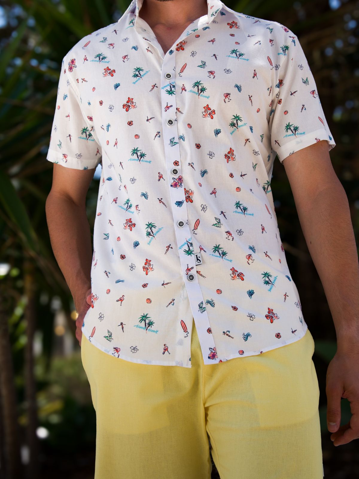Vacation Hawaiian Cotton S/S Shirt - White
