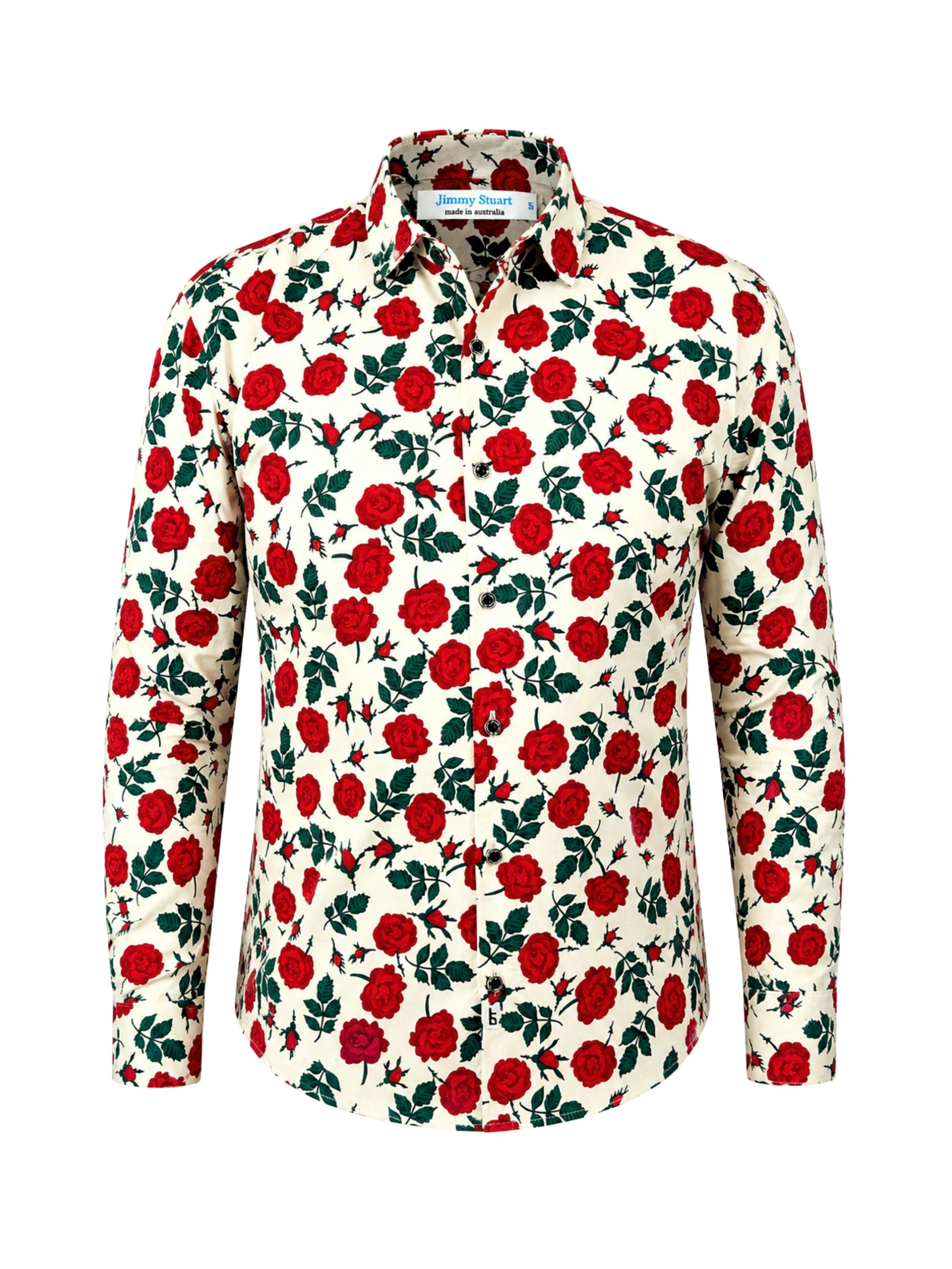 Valentine Floral Cotton L/S Shirt - Red
