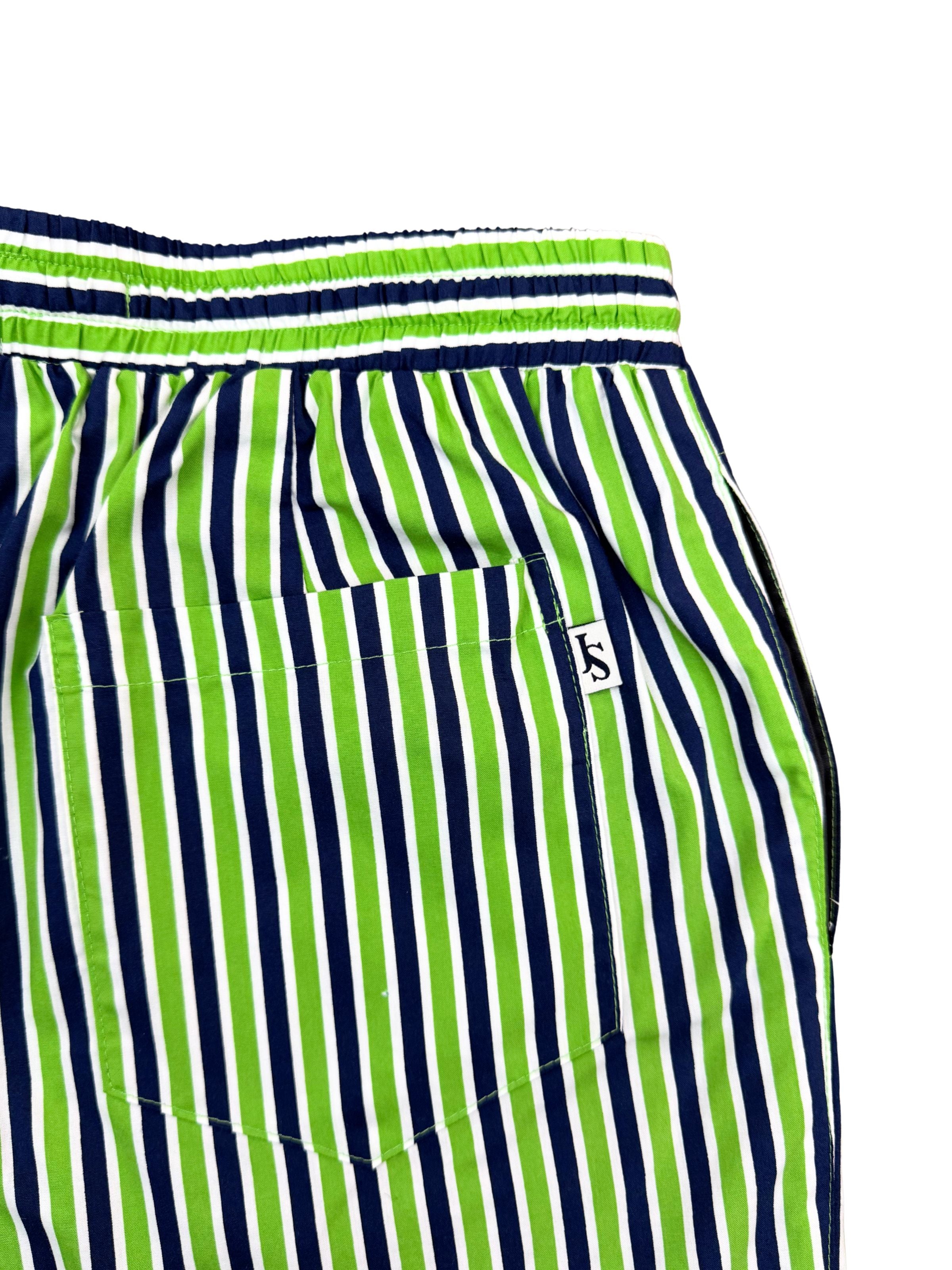 Varsity Stripe Cotton Short - Blue/Green