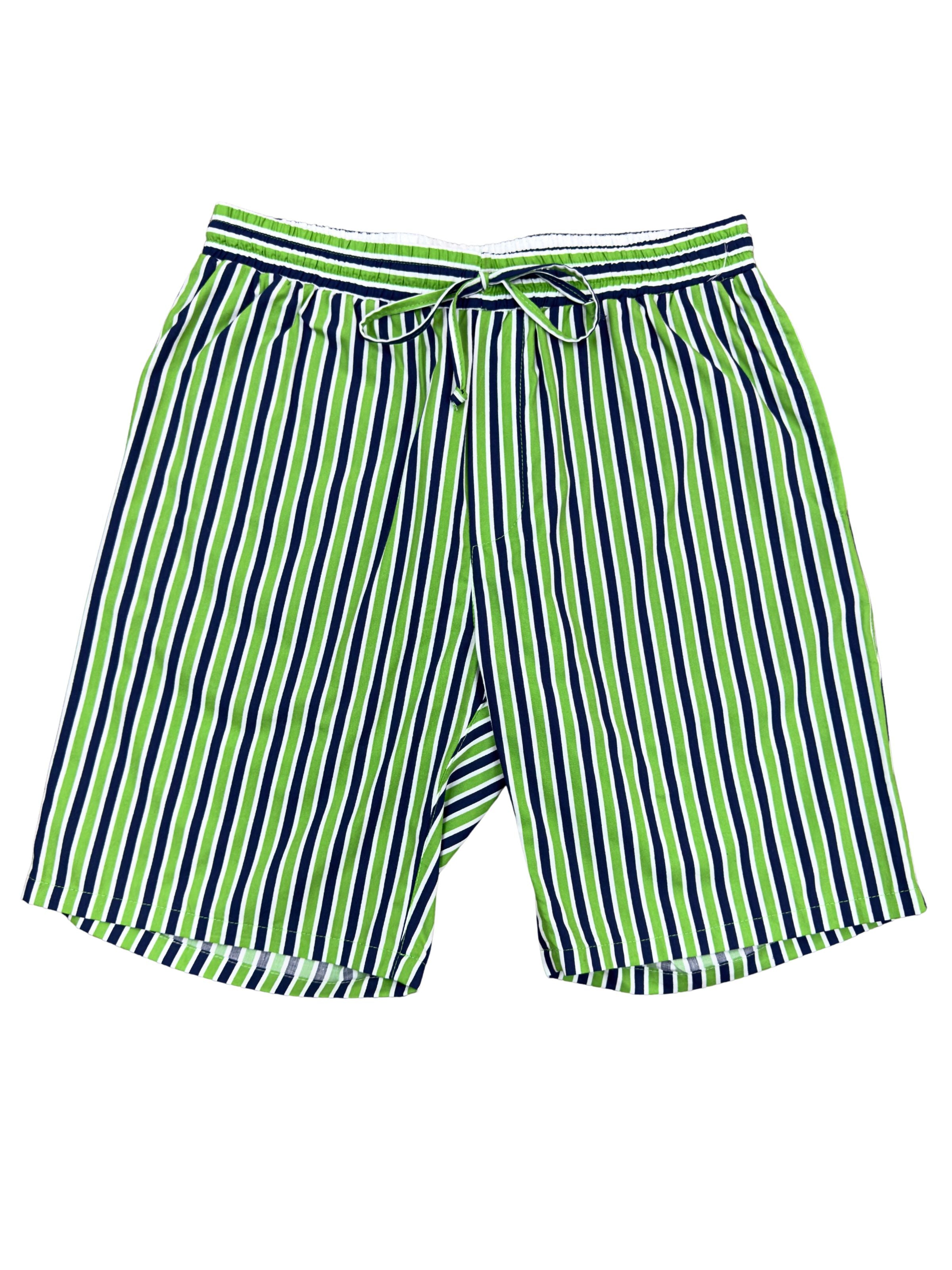 Varsity Stripe Cotton Short - Blue/Green