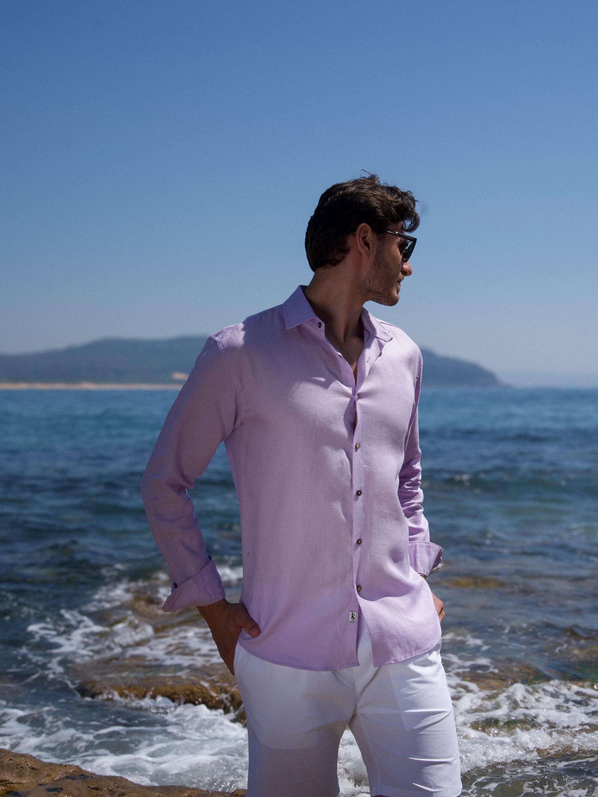 Byron Bay Violet Linen L/S Shirt