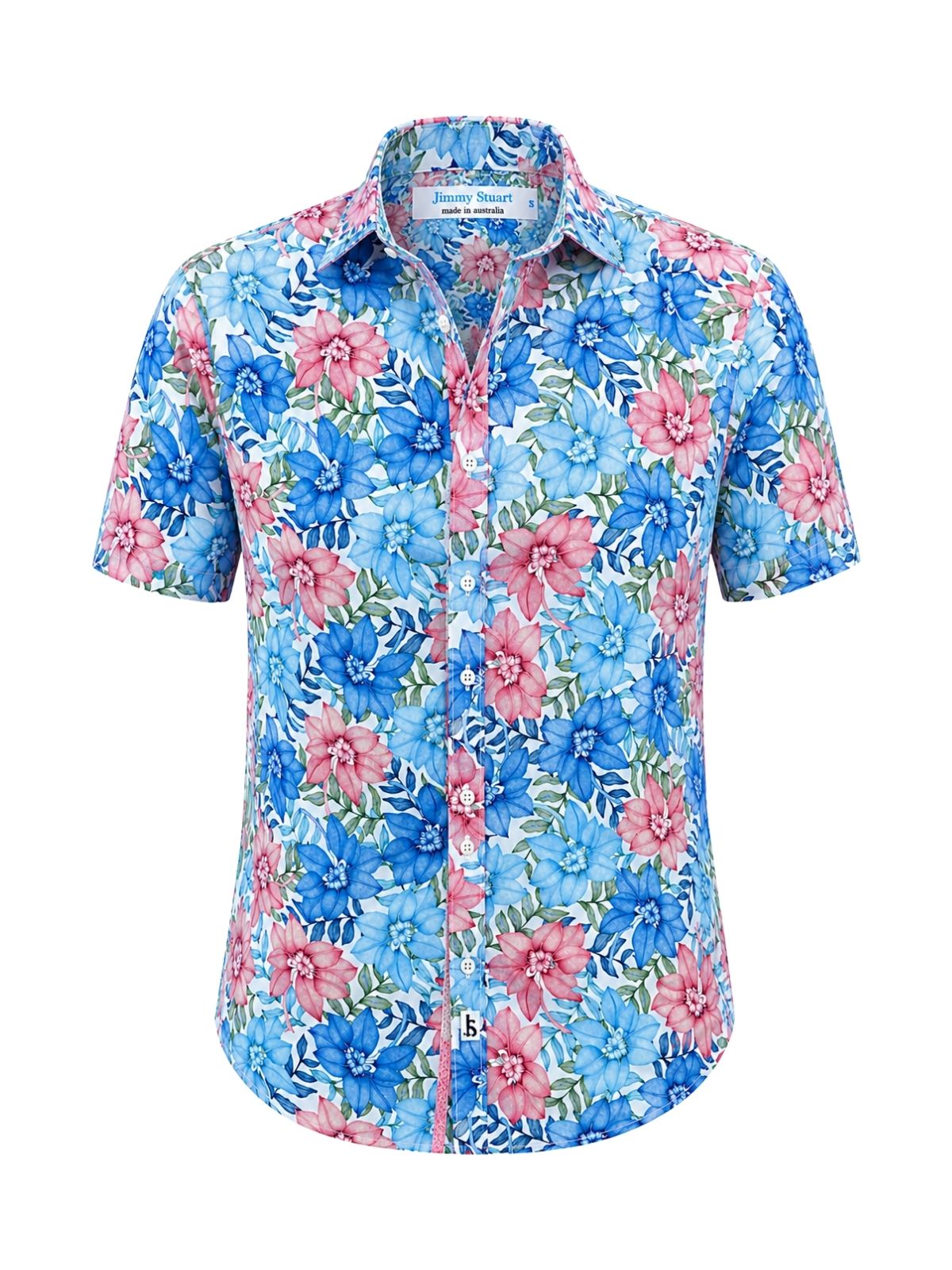 Azure Floral Cotton S/S Shirt - Coral