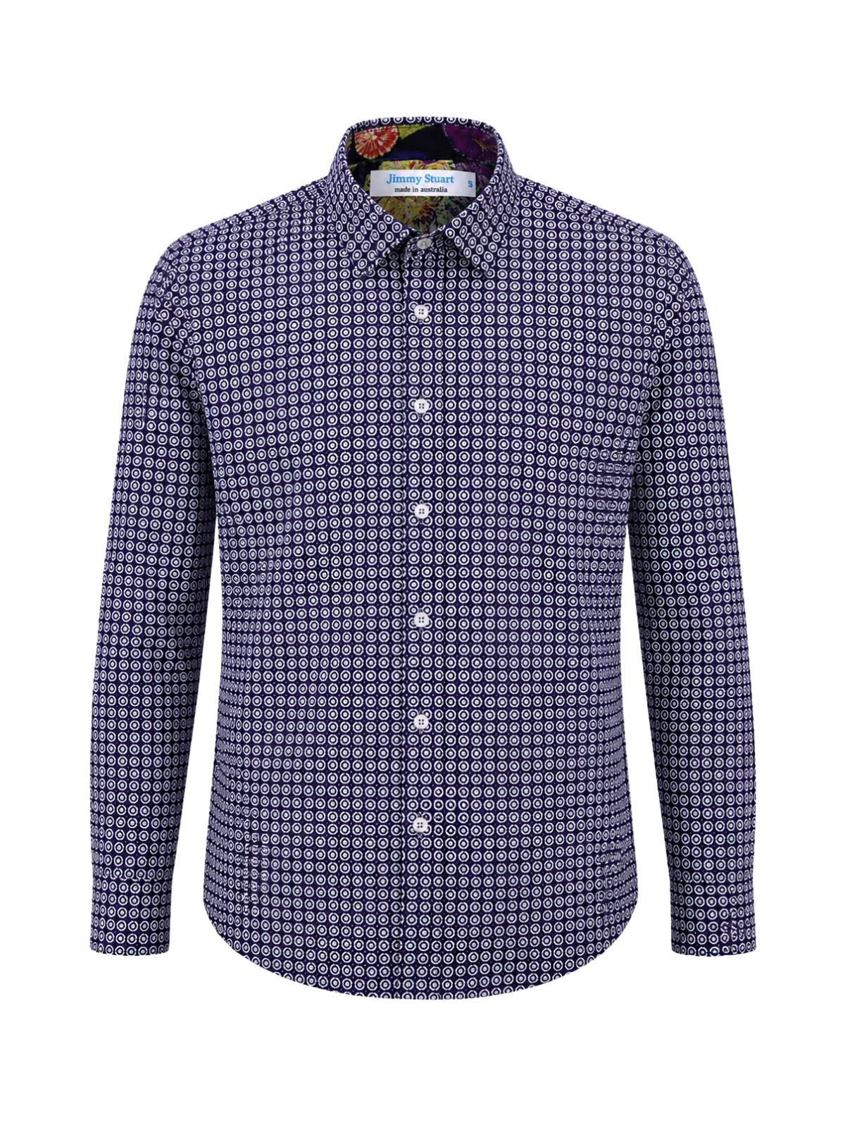 Vortex Geometric Cotton L/S Shirt - Purple