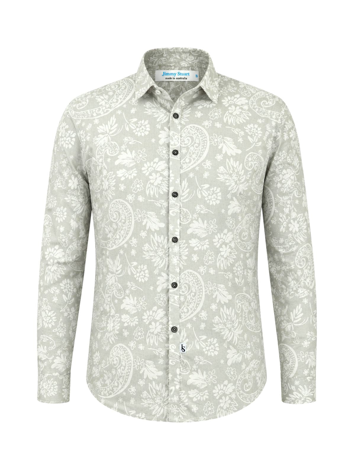 Wipeout Paisely Cotton Voile L/S Big Mens Shirt - Beige