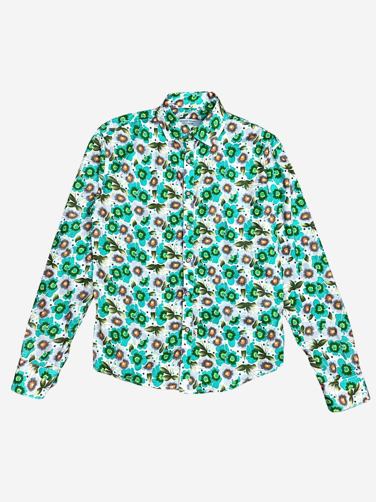 Whisper Floral Cotton L/S Mens Shirt -  Green