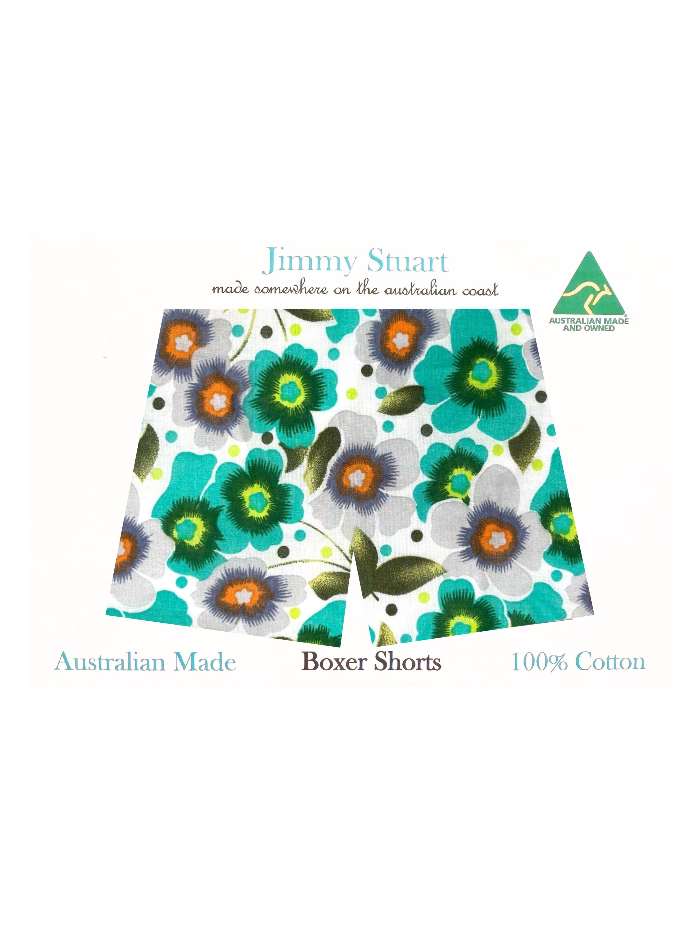 Whisper Abstract Cotton Boxer Short - Green/White