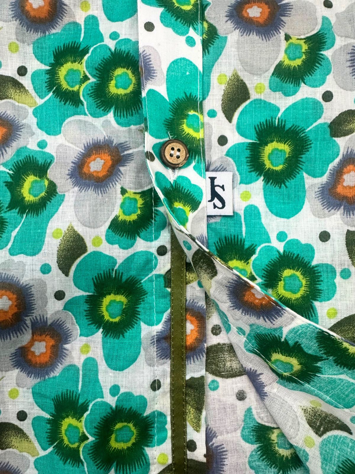 Whisper Floral Cotton S/S Mens Shirt - Green