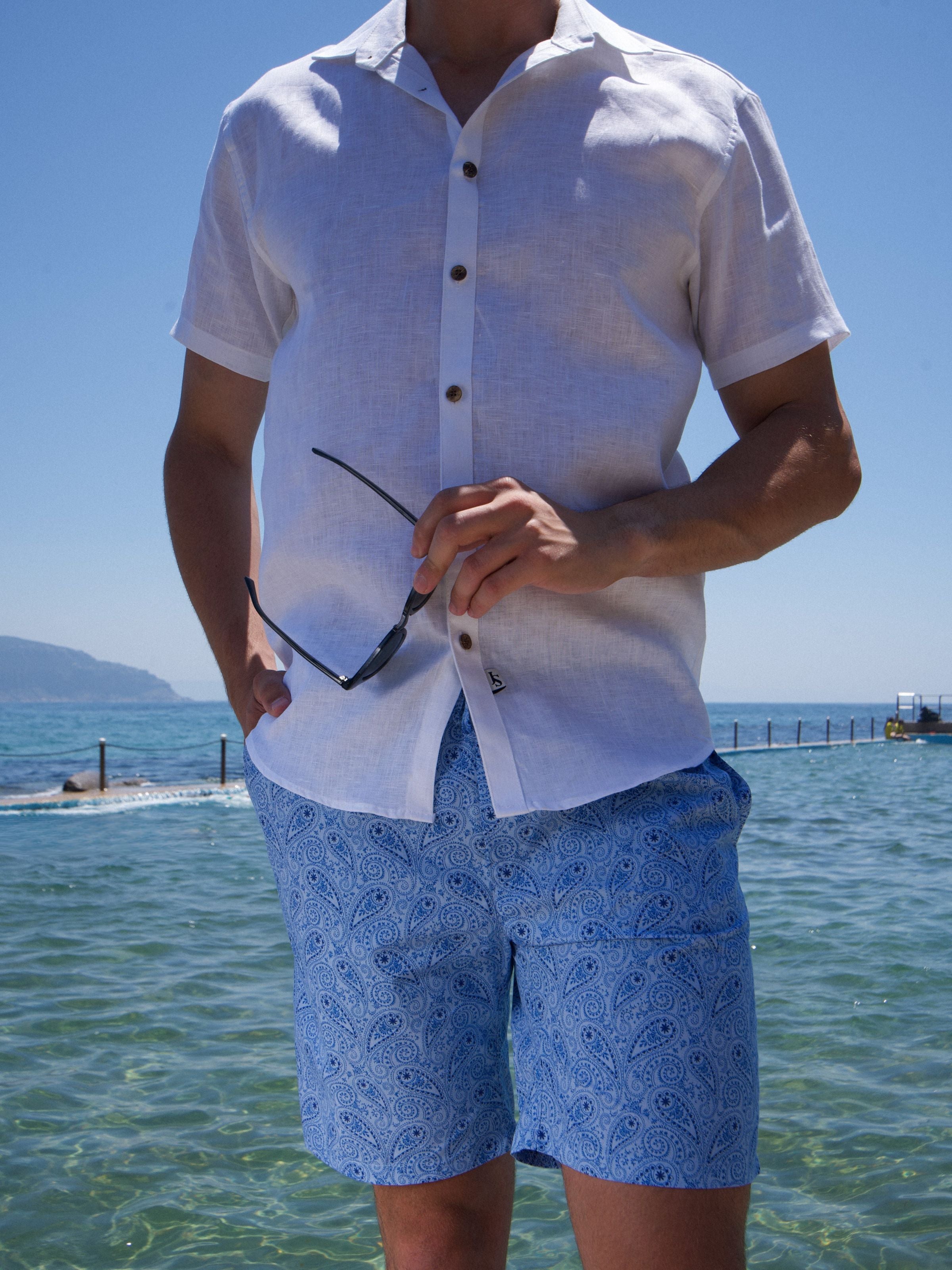 Maine Paisley Cotton Short - Blue