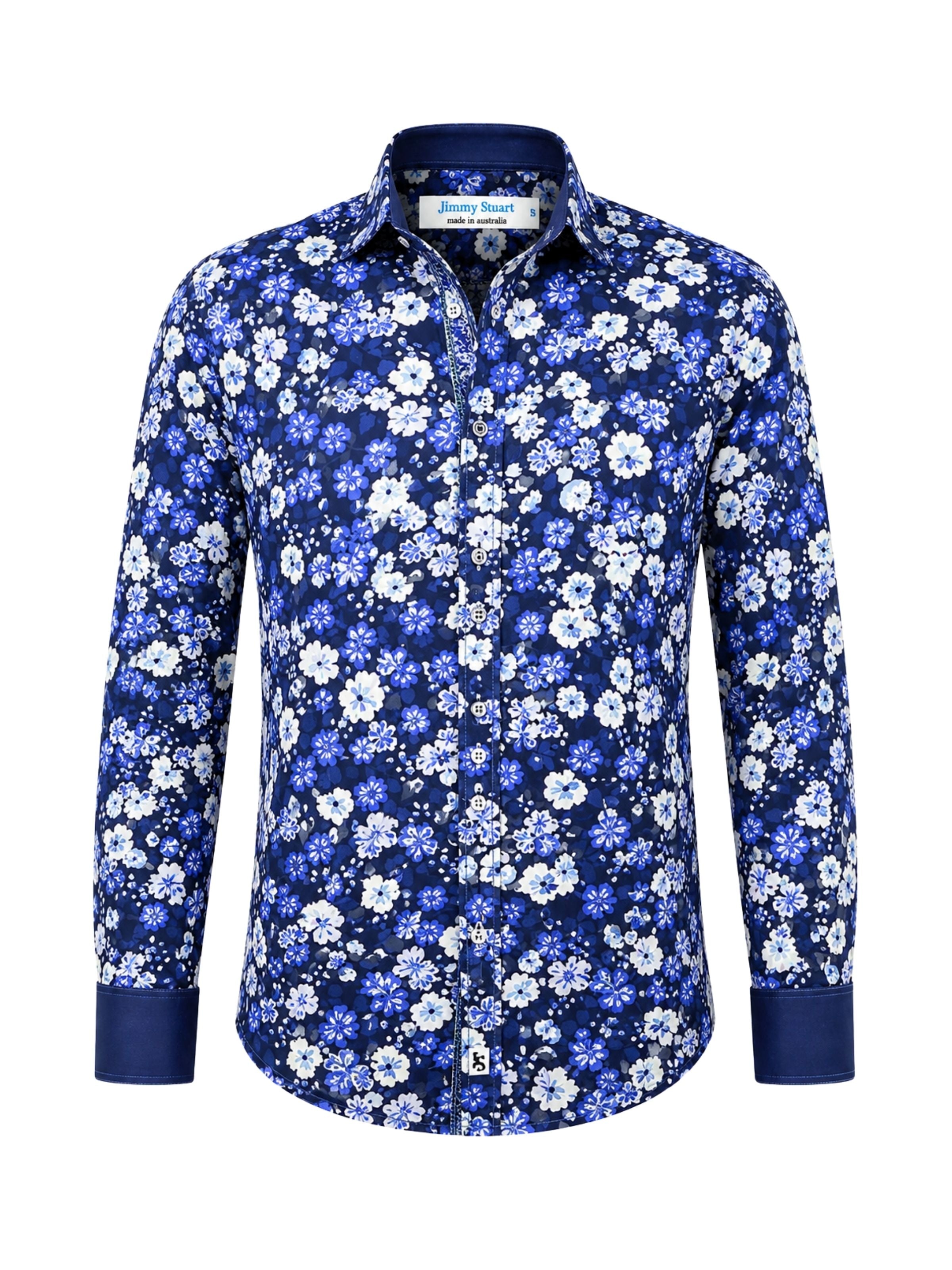 Wicked Floral Cotton L/S Shirt - Blue