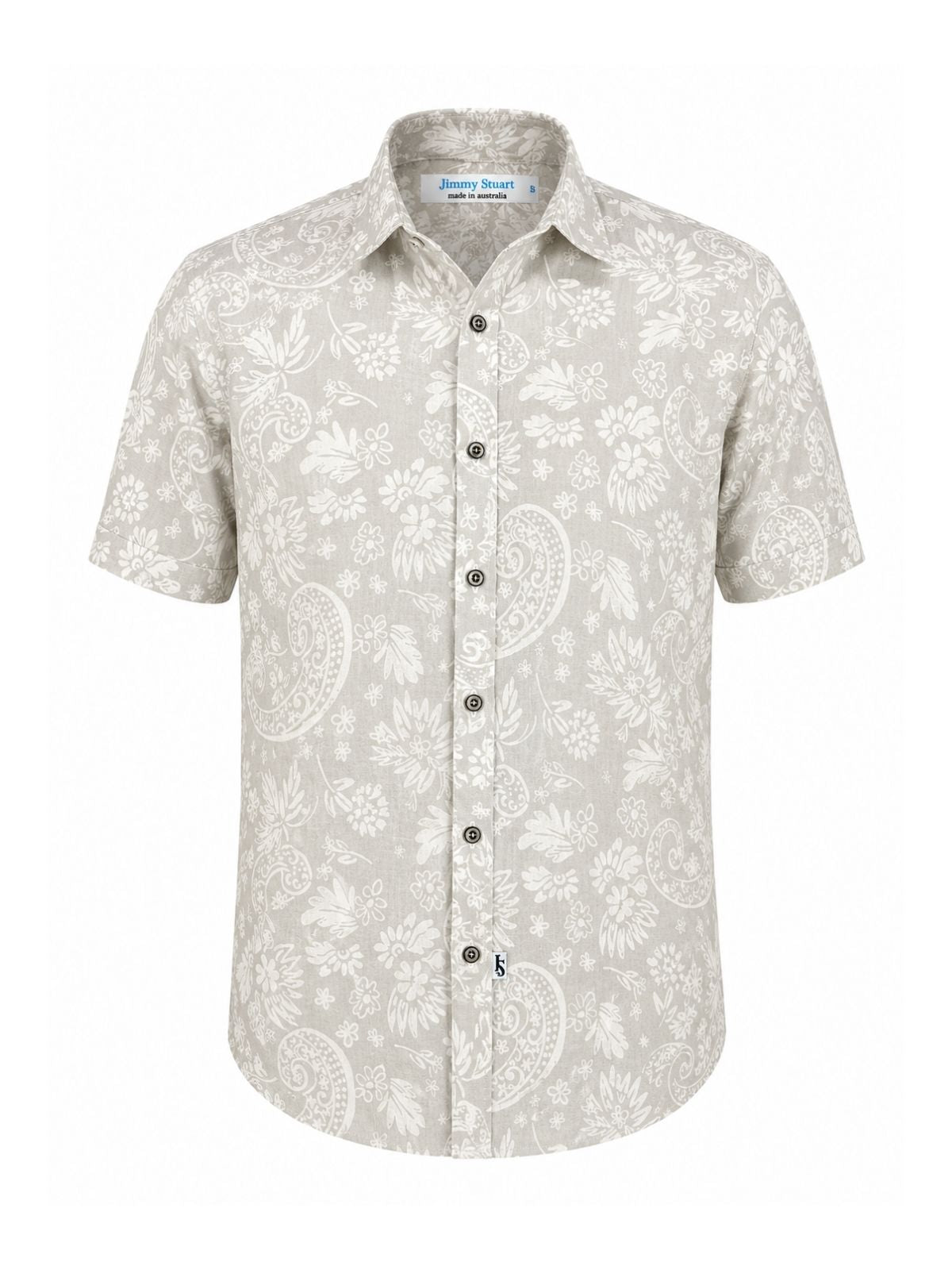 Wipeout Paisley Cotton Voile S/S Big Mens Shirt - Beige
