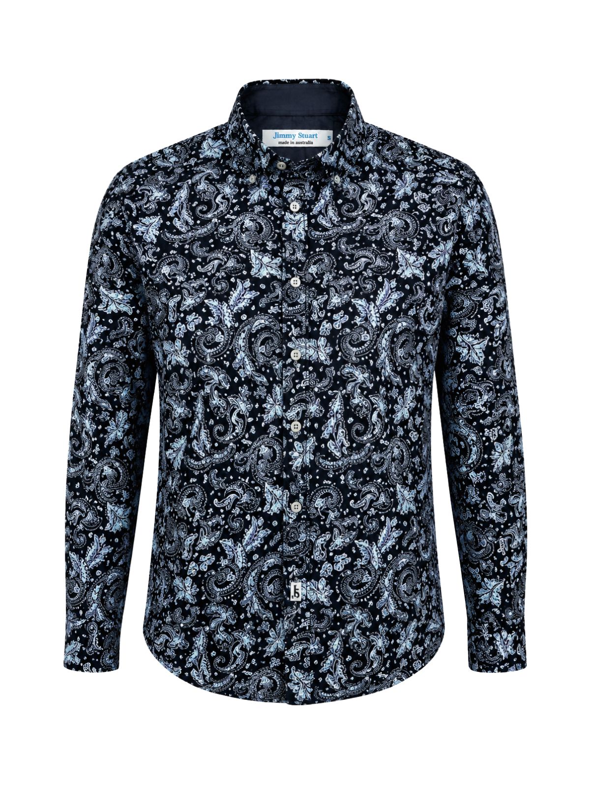 Zephyr Paisley Cotton L/S Big Mens Shirt - Black
