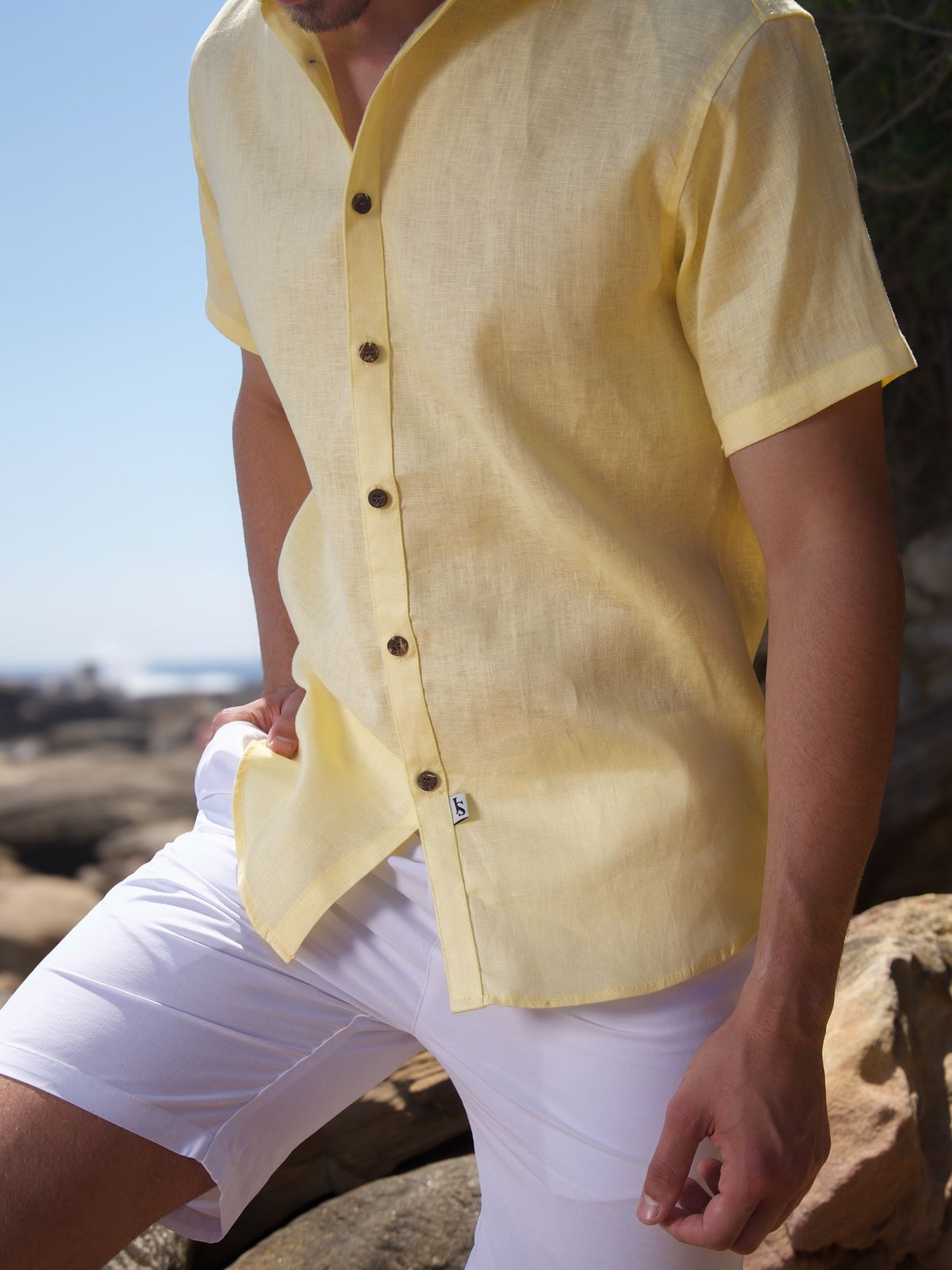 Byron Bay Zesty Lemon Linen S/S Shirt