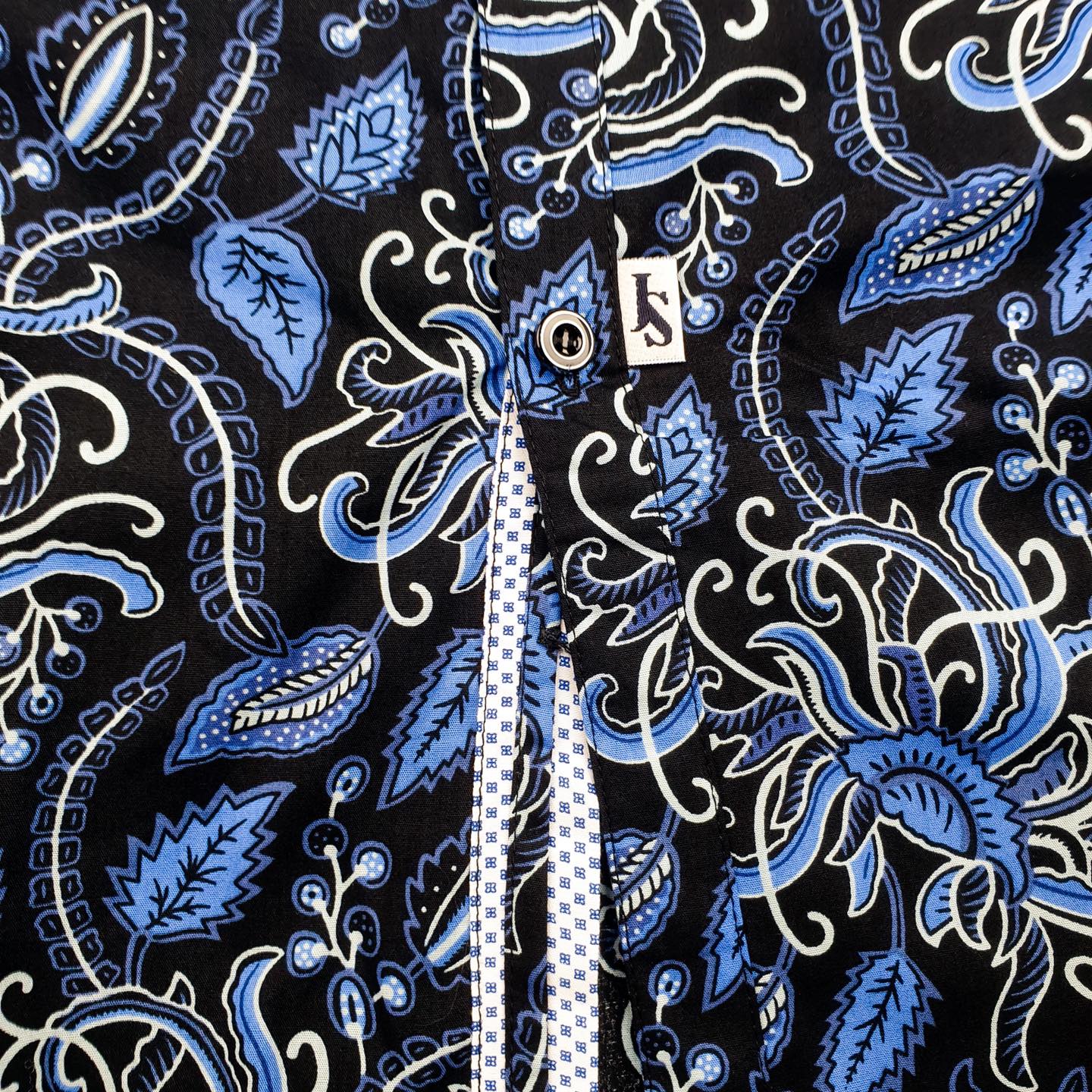 Octopus Abstract Cotton L/S Shirt - Blue/Black