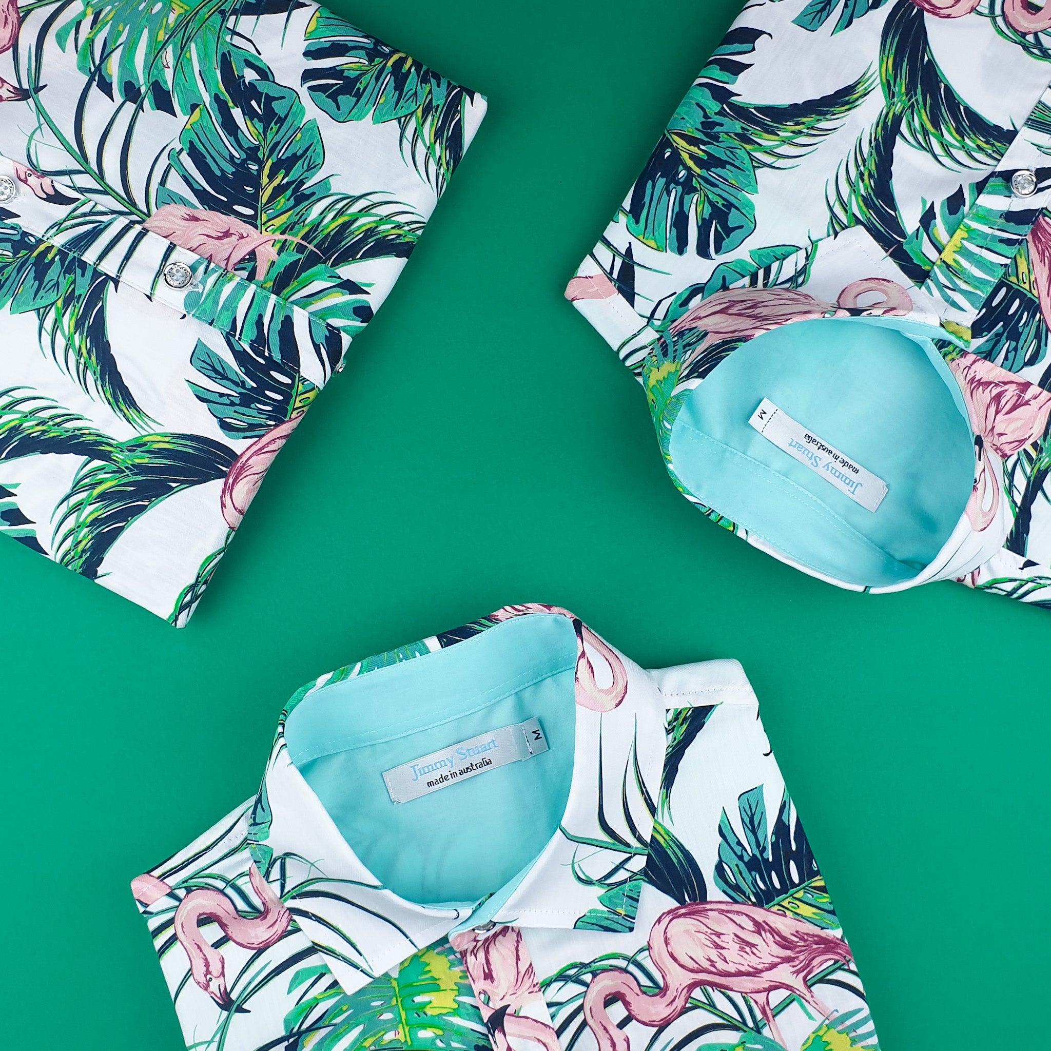 Flamingos Hawaiian Cotton/Rayon S/S Shirt - Green/Pink