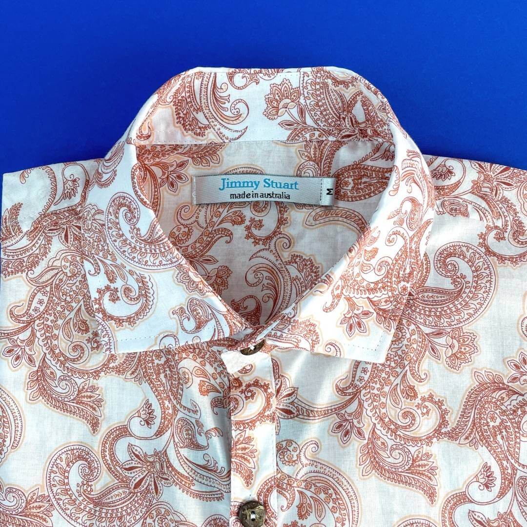 Cooper Paisley Cotton Voile L/S Shirt - White/Orange