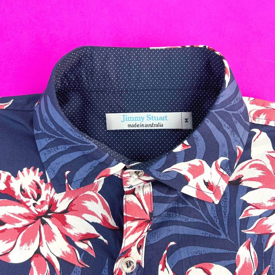 Lotus Cotton Floral L/S Shirt - Navy/Pink