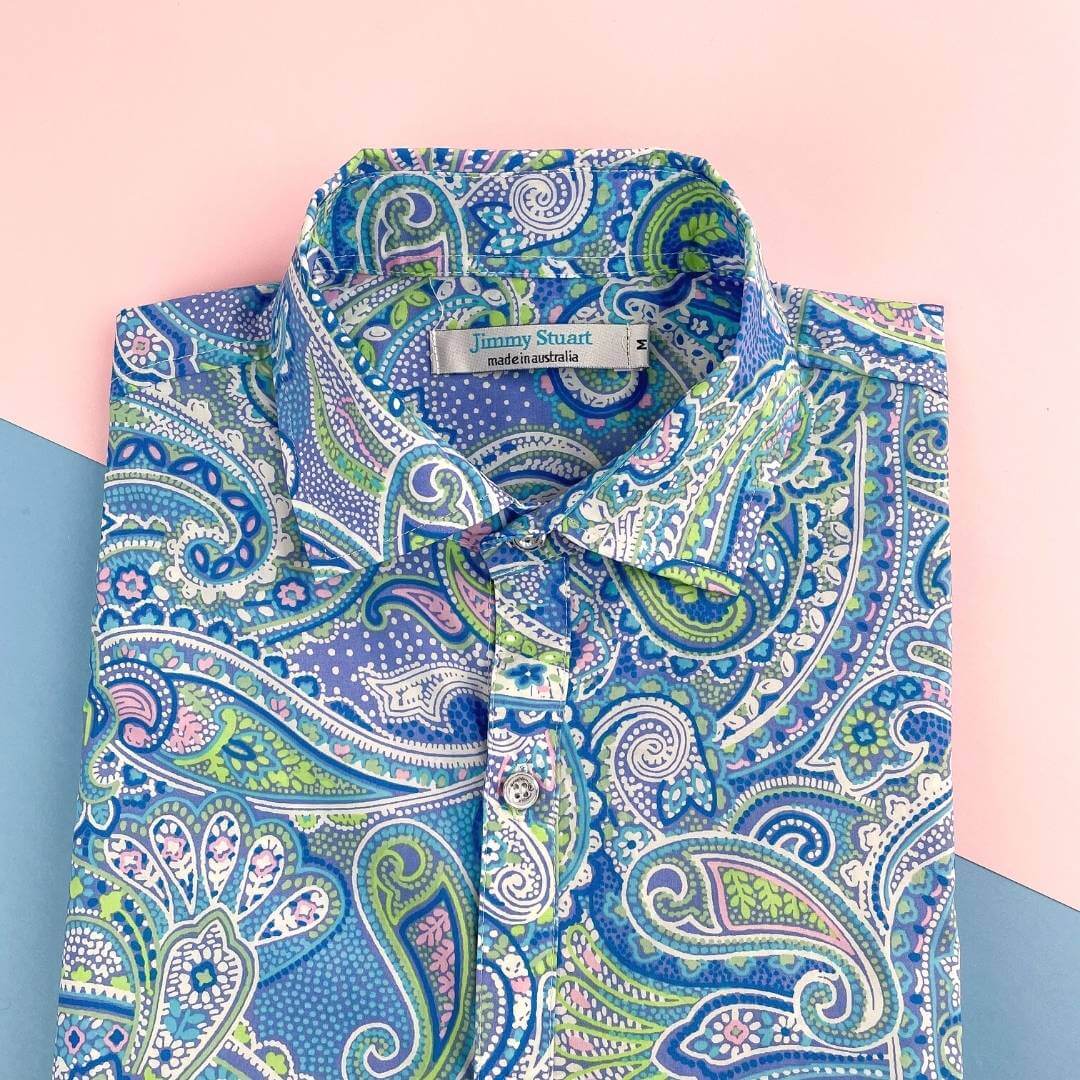 Confetti Paisley Cotton L/S Shirt - Blue