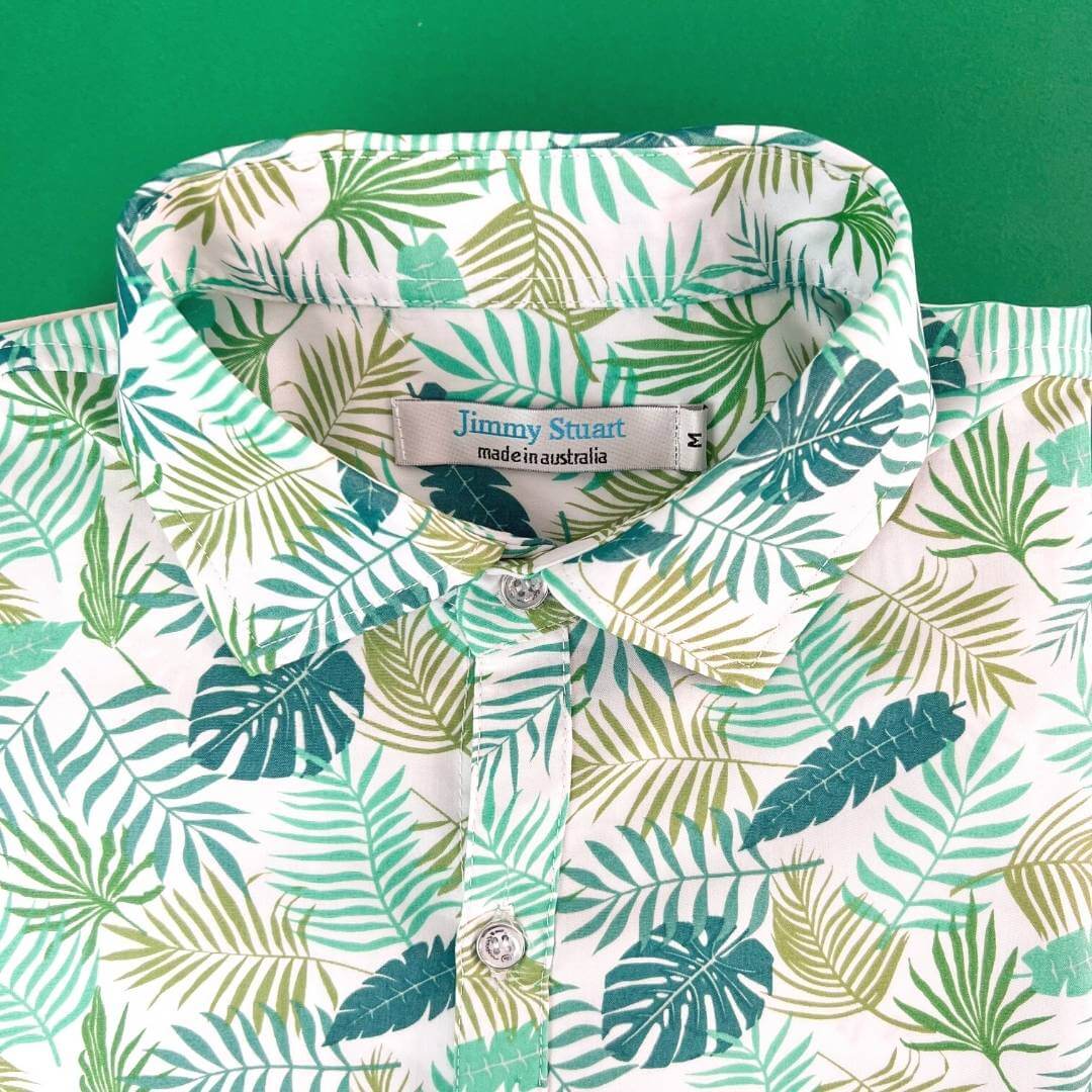 Bangalow Floral Cotton/Rayon S/S Shirt - Green