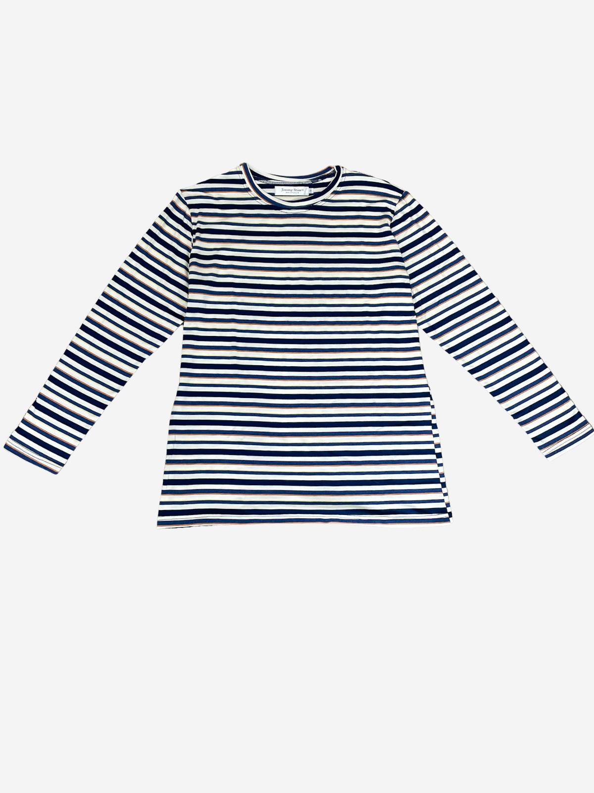 Alps Striped Cotton L/S Tee - Blue/White/Orange