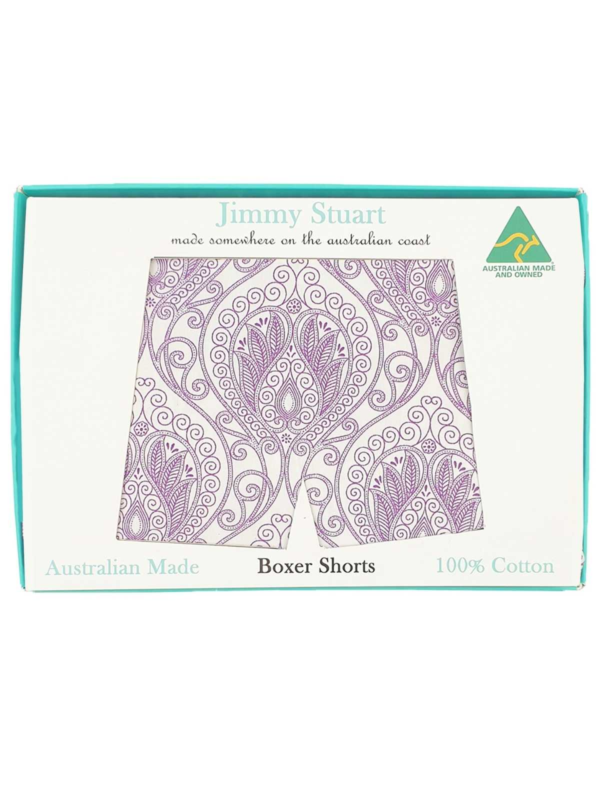 Amethyst Abstract Cotton Boxer Short - Purple/White