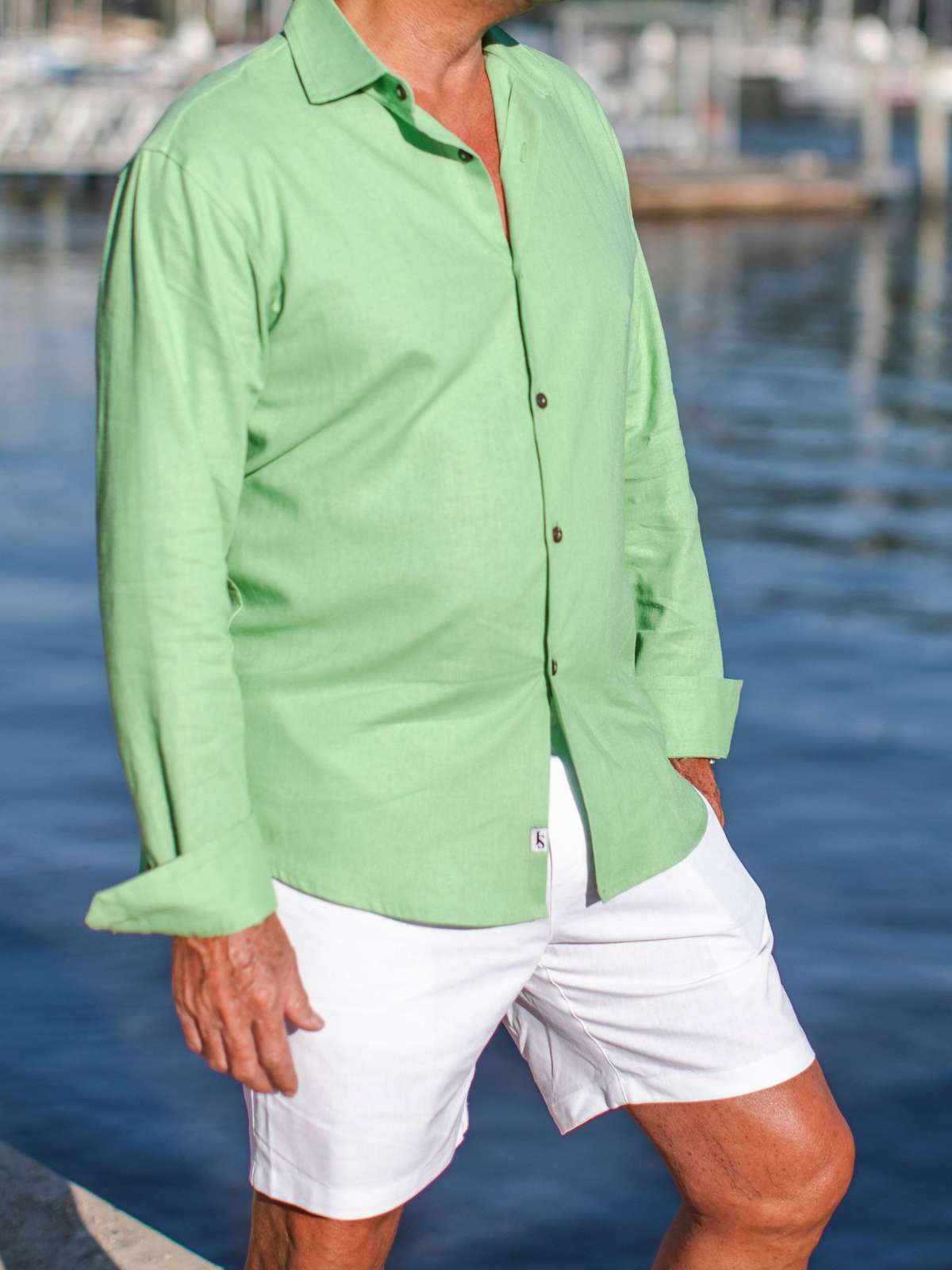 Byron Bay Apple Linen L/S Big Mens Shirt