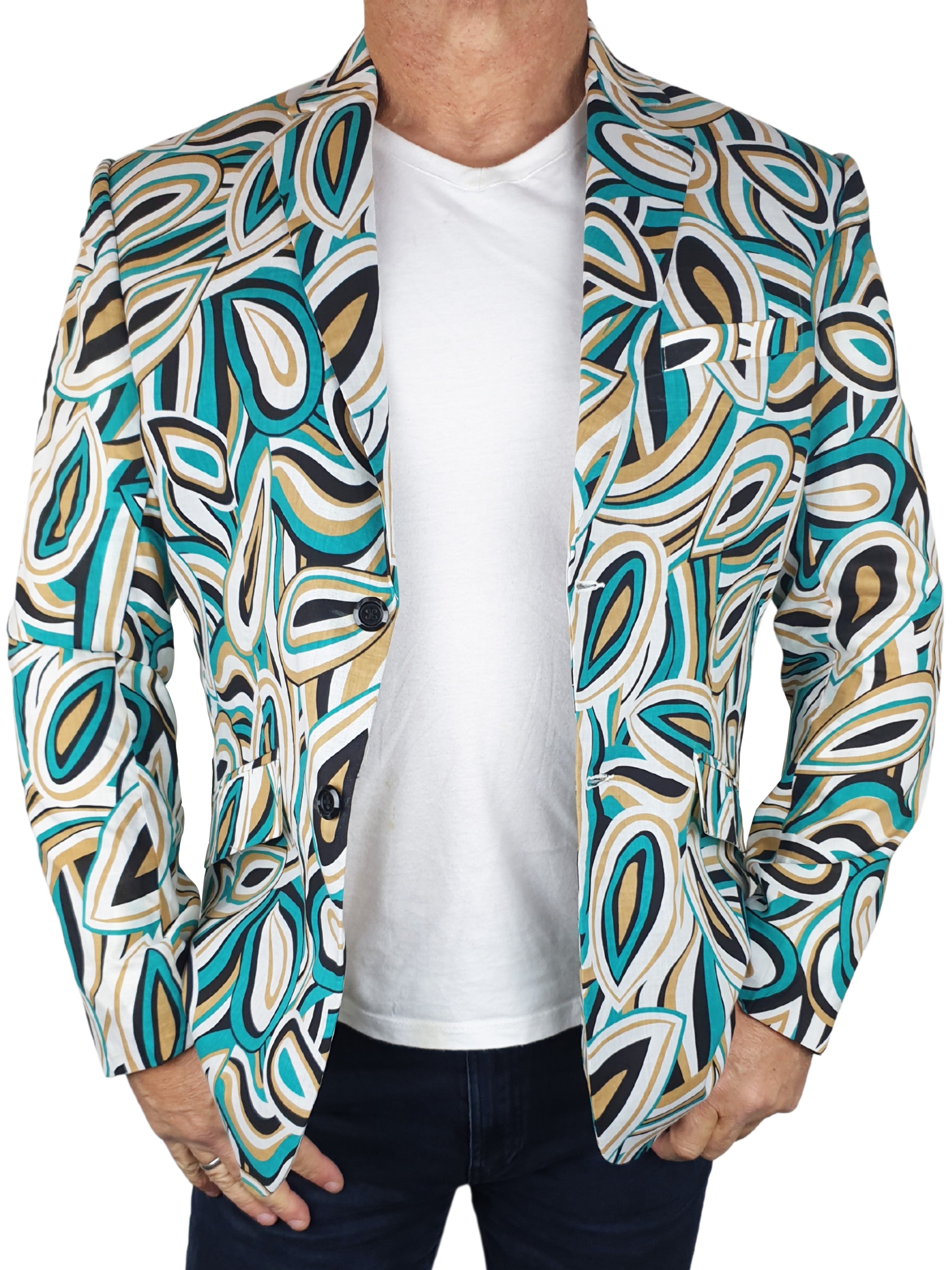 Avocado Abstract Cotton Voile Jacket - Green/Beige