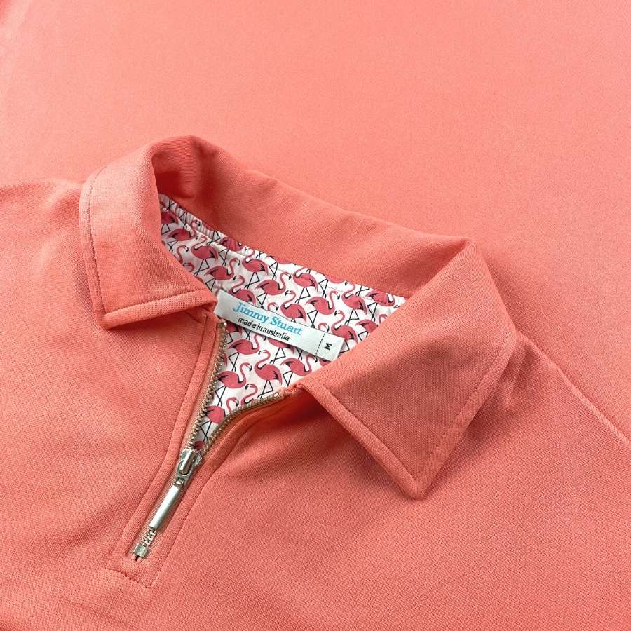 Coral Long Sleeve Zip Polo