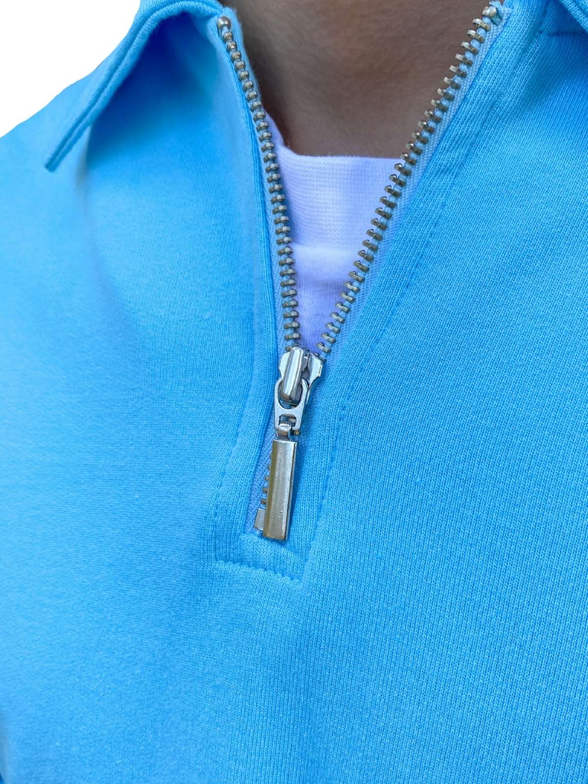 Cyan Long Sleeve Zip Polo