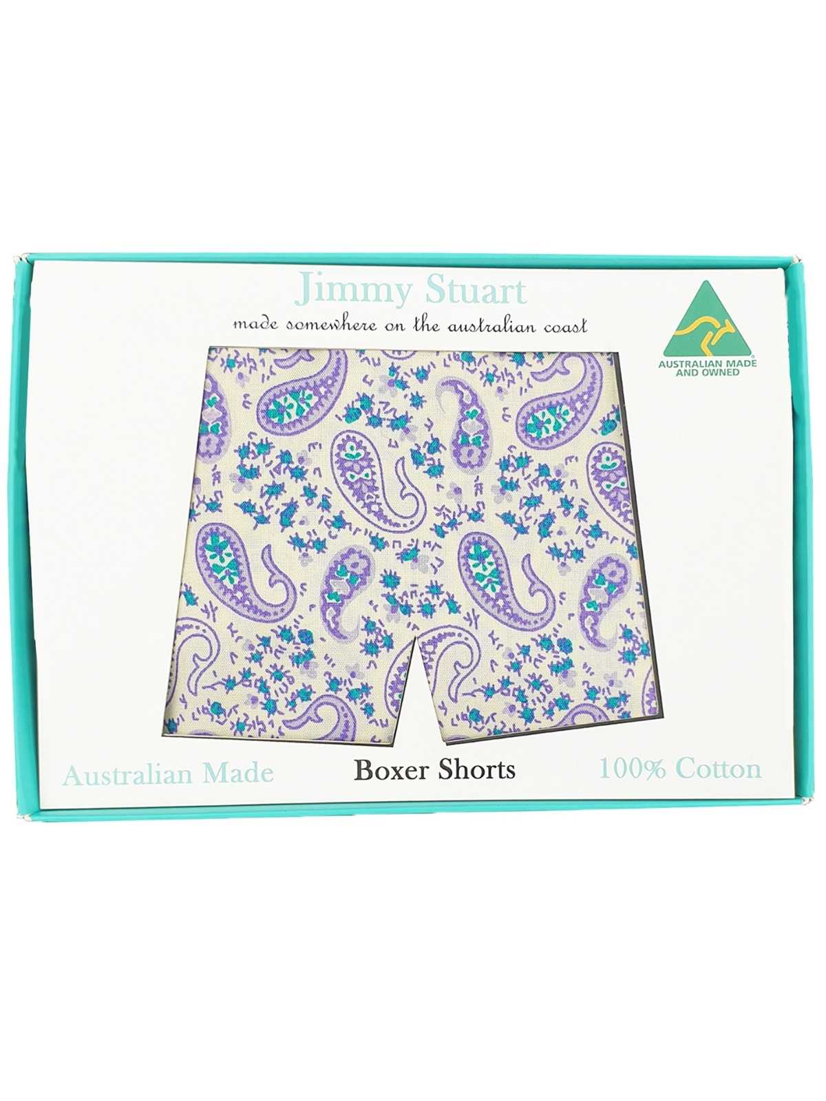 Dexy Paisley Cotton Boxer Short - Cream/Green