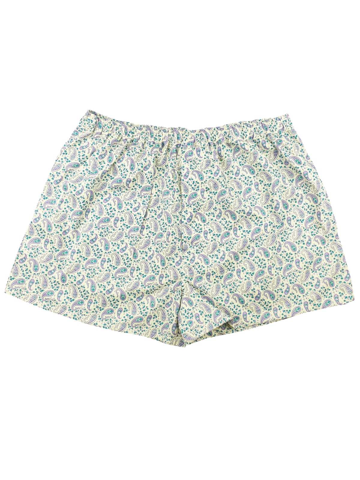 Dexy Paisley Cotton Boxer Short - Cream/Green