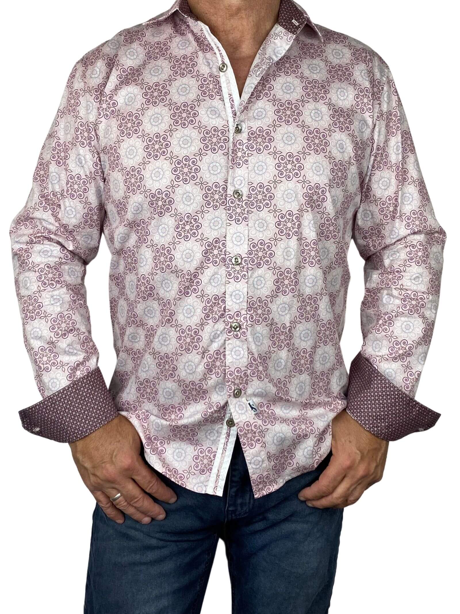 Fawkes Abstract Cotton L/S Shirt - Pink