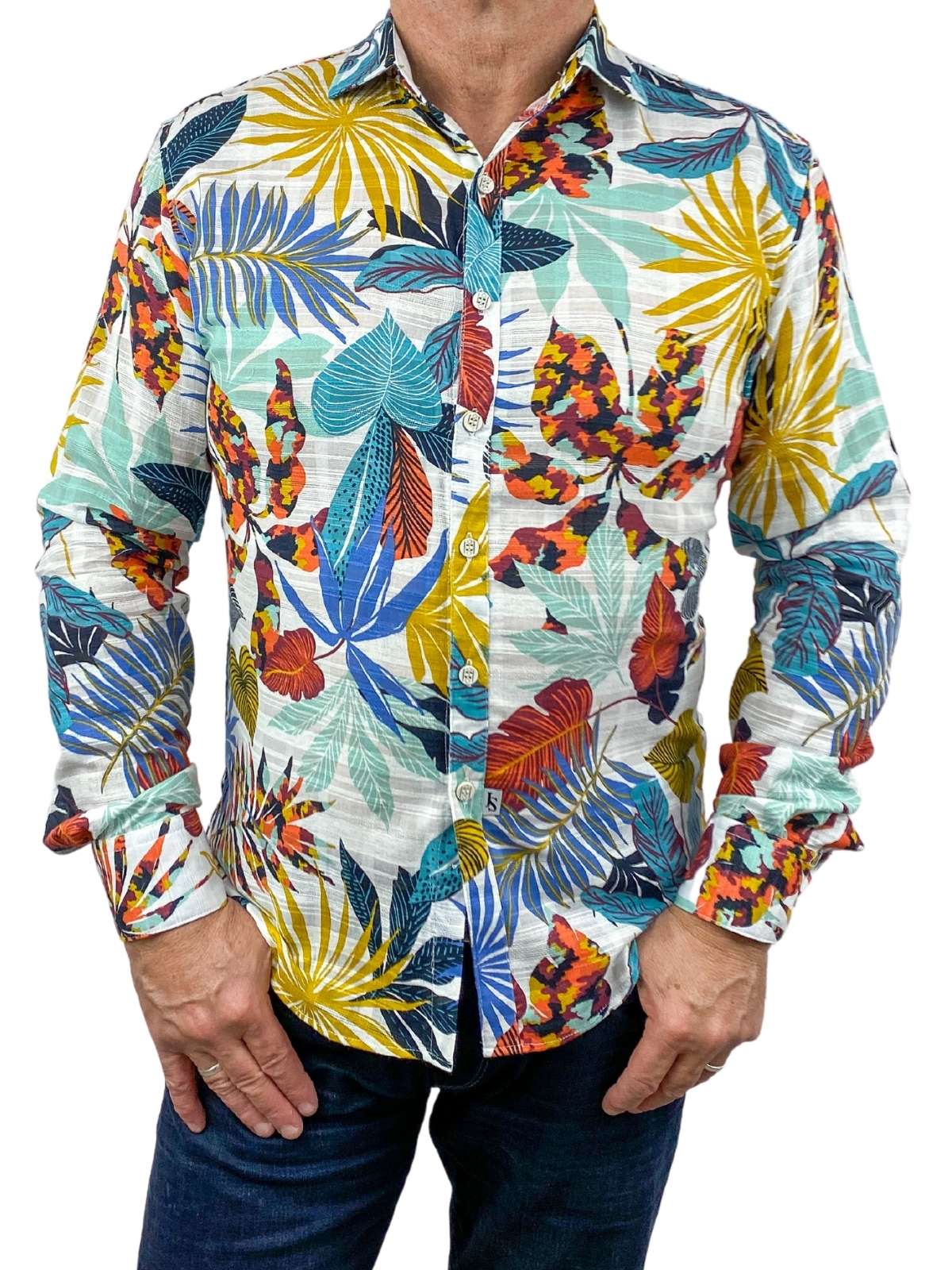 Florida Hawaiian Cotton L/S Big Mens Shirt - Multi