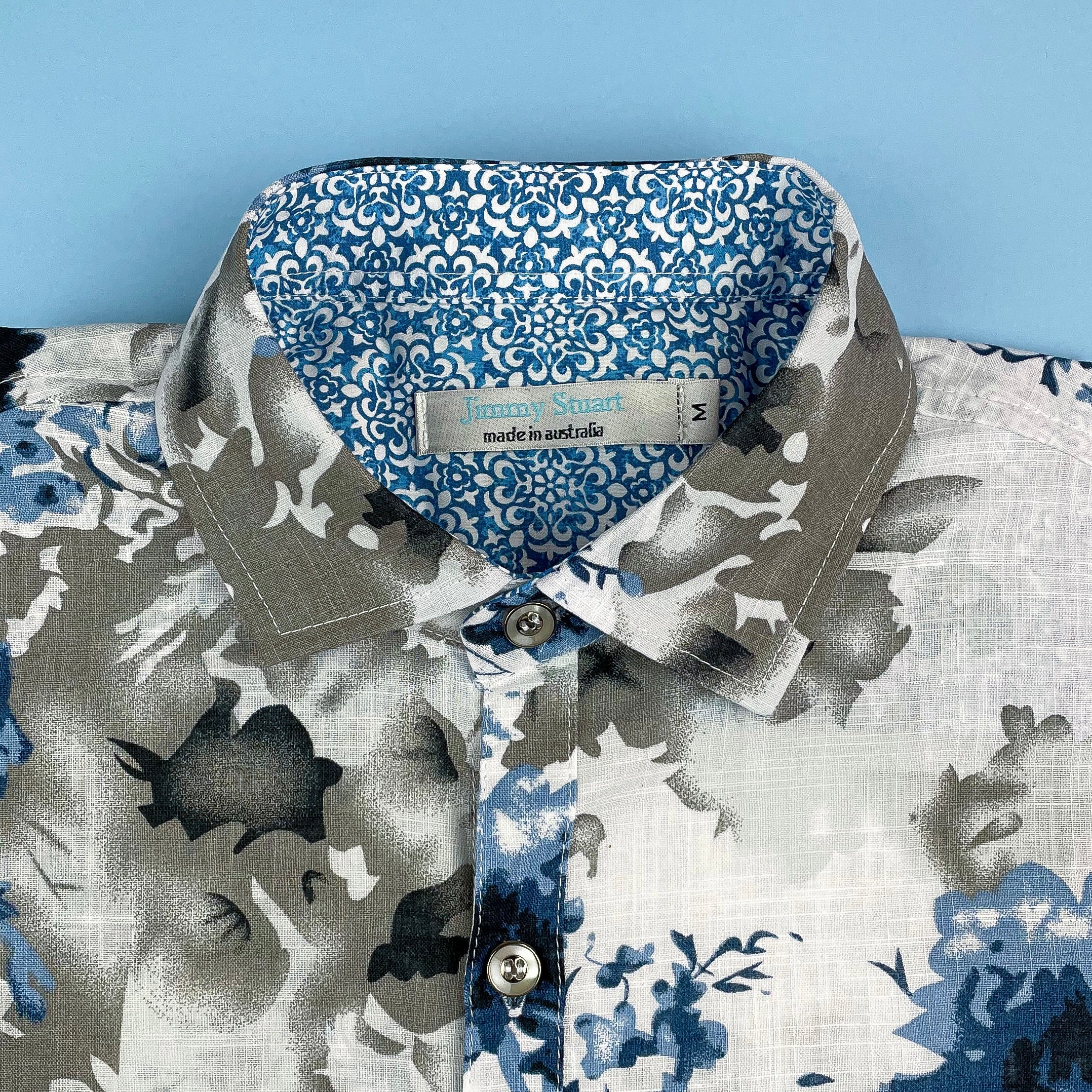 Frost Floral Cotton L/S Shirt - Blue/White