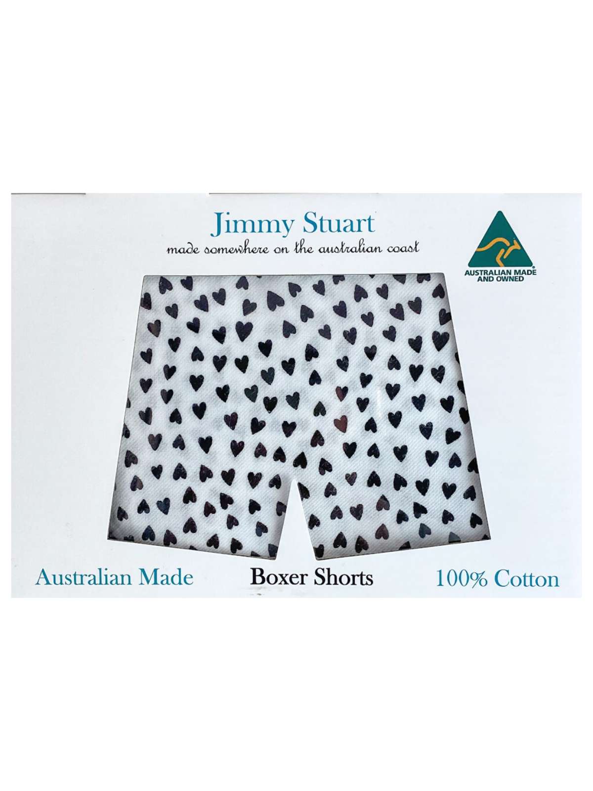 Hearts Abstract Cotton Boxer Short - White/Black