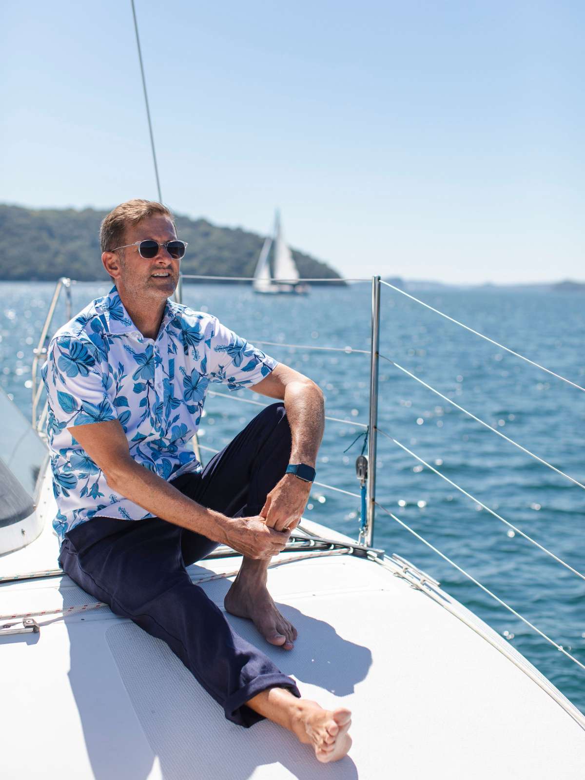 Holiday Hawaiian Cotton S/S Shirt - Blue/White