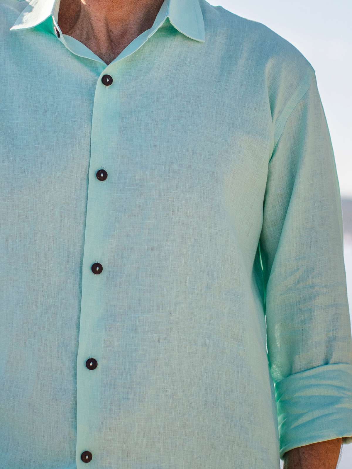 Byron Bay Ice Blue Linen L/S Shirt