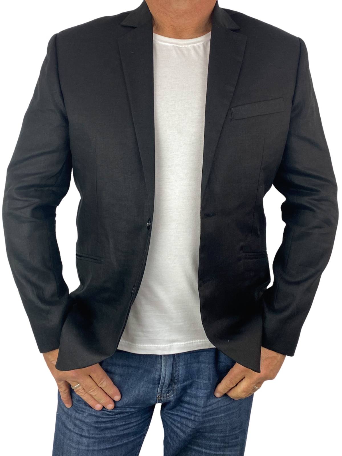 Jet Black Linen Jacket