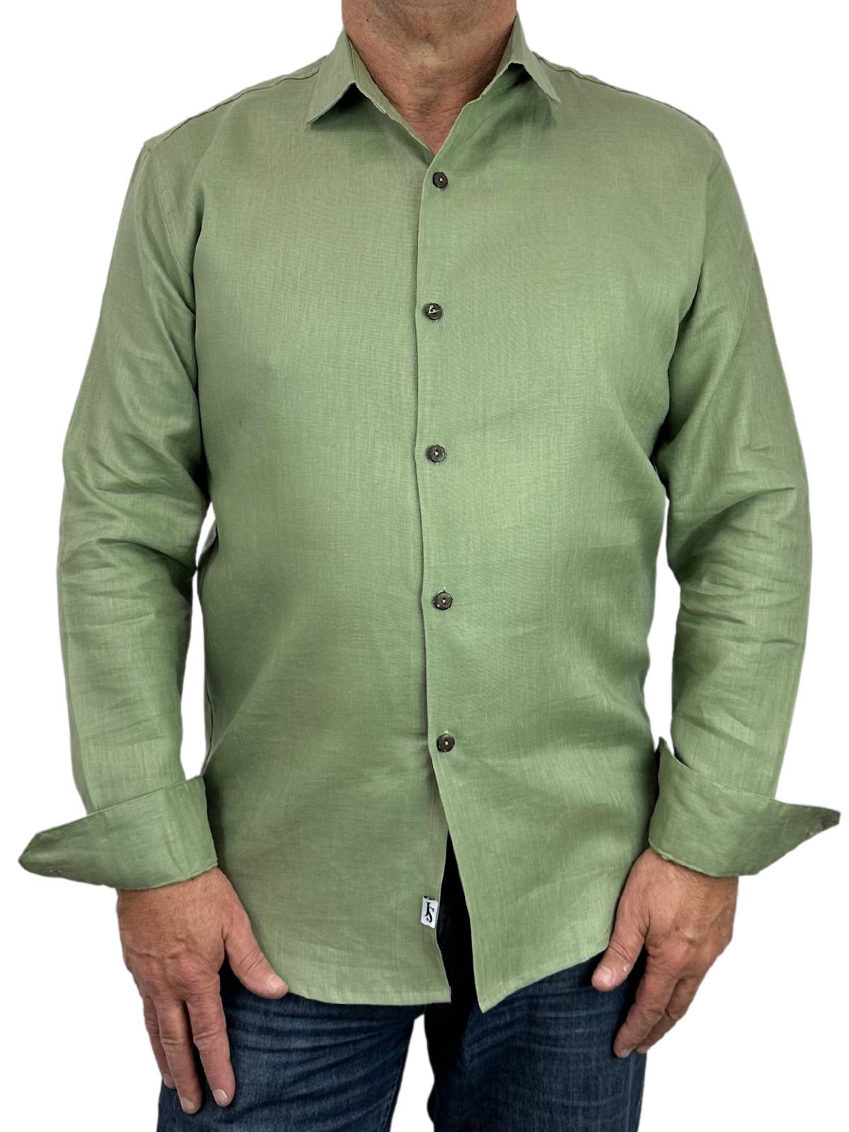 Byron Bay Khaki Linen L/S Big Mens Shirt